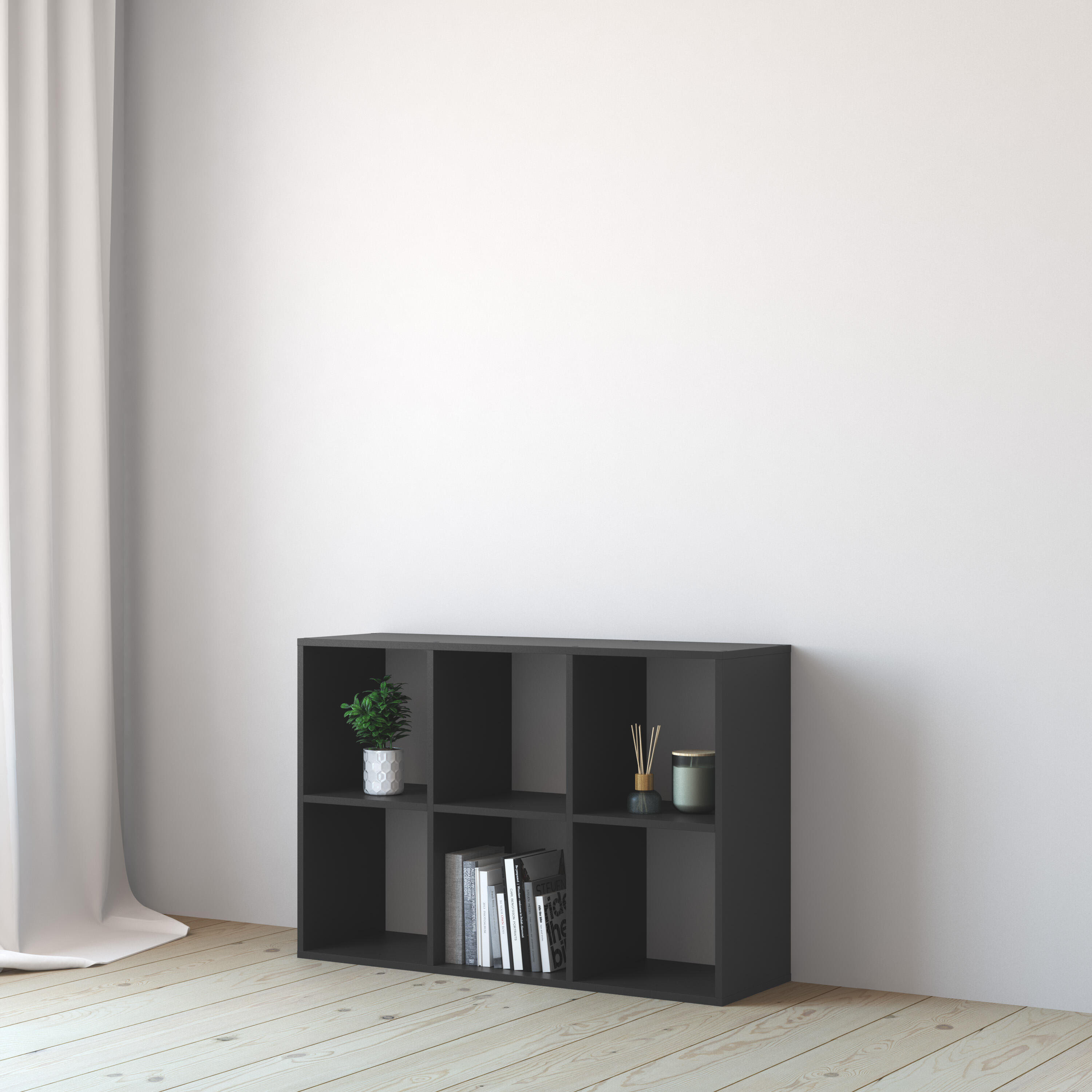 Estante de parede 6 cubos cinza 70,4 x 31,7 x 104,9 cm Spaceo Kub - 8