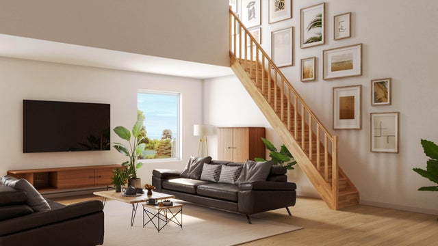 Escalier droit hêtre Deva 2 13 marches rampe à gauche, ACM, l.76 cm