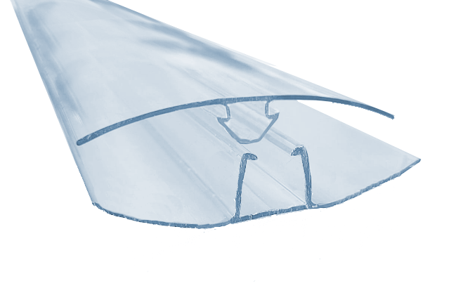 Profil jonction pour plaque polycarbonate ep. 16 mm transparent, L.3 m