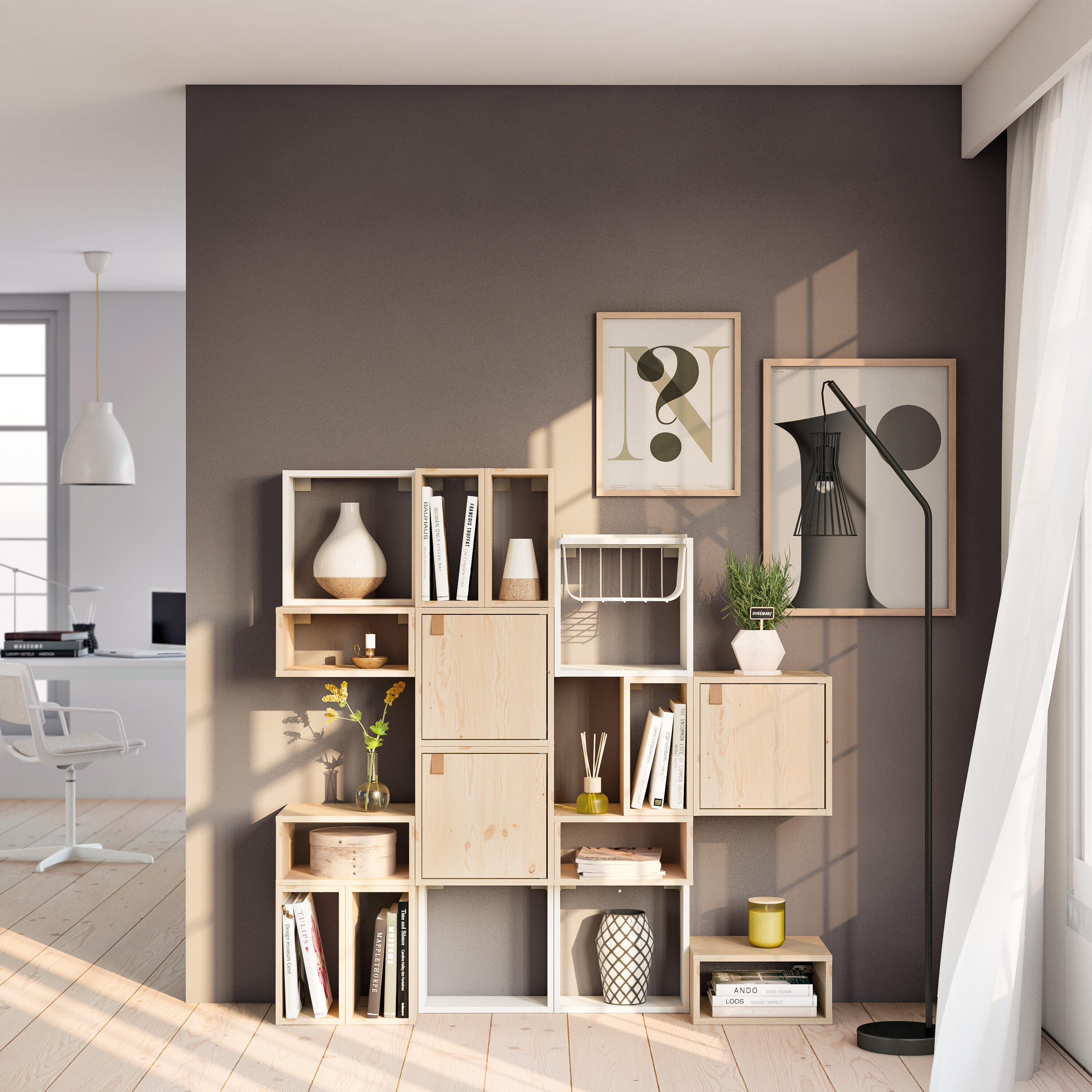 Mensola a muro 1 cubo Kub SPACEO quadrato in legno L 36 x P 31.7 cm beige - 17