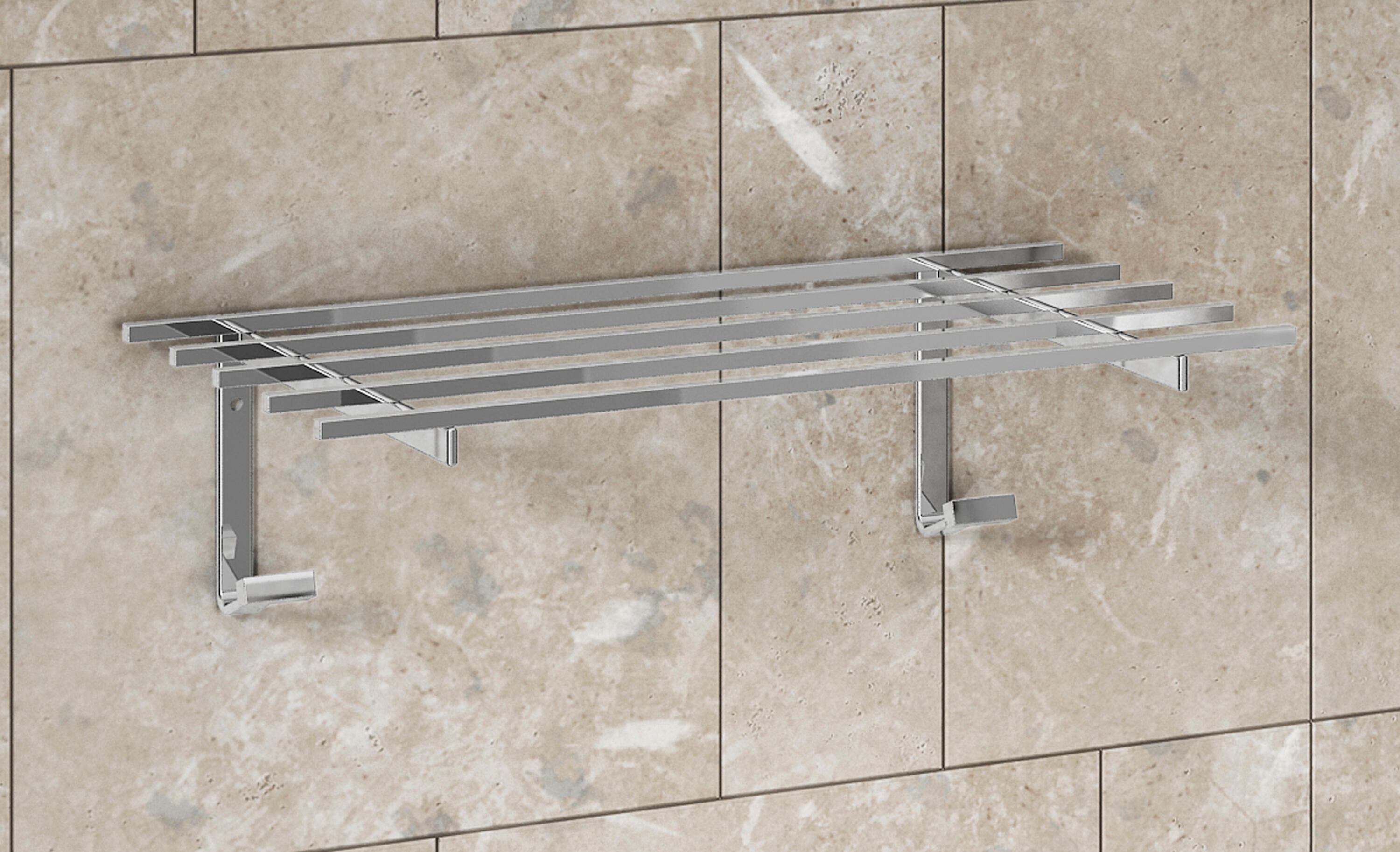 Toallero de pared cromo brillante para atornillar Ginebra 45x14x29.5 cm - 2