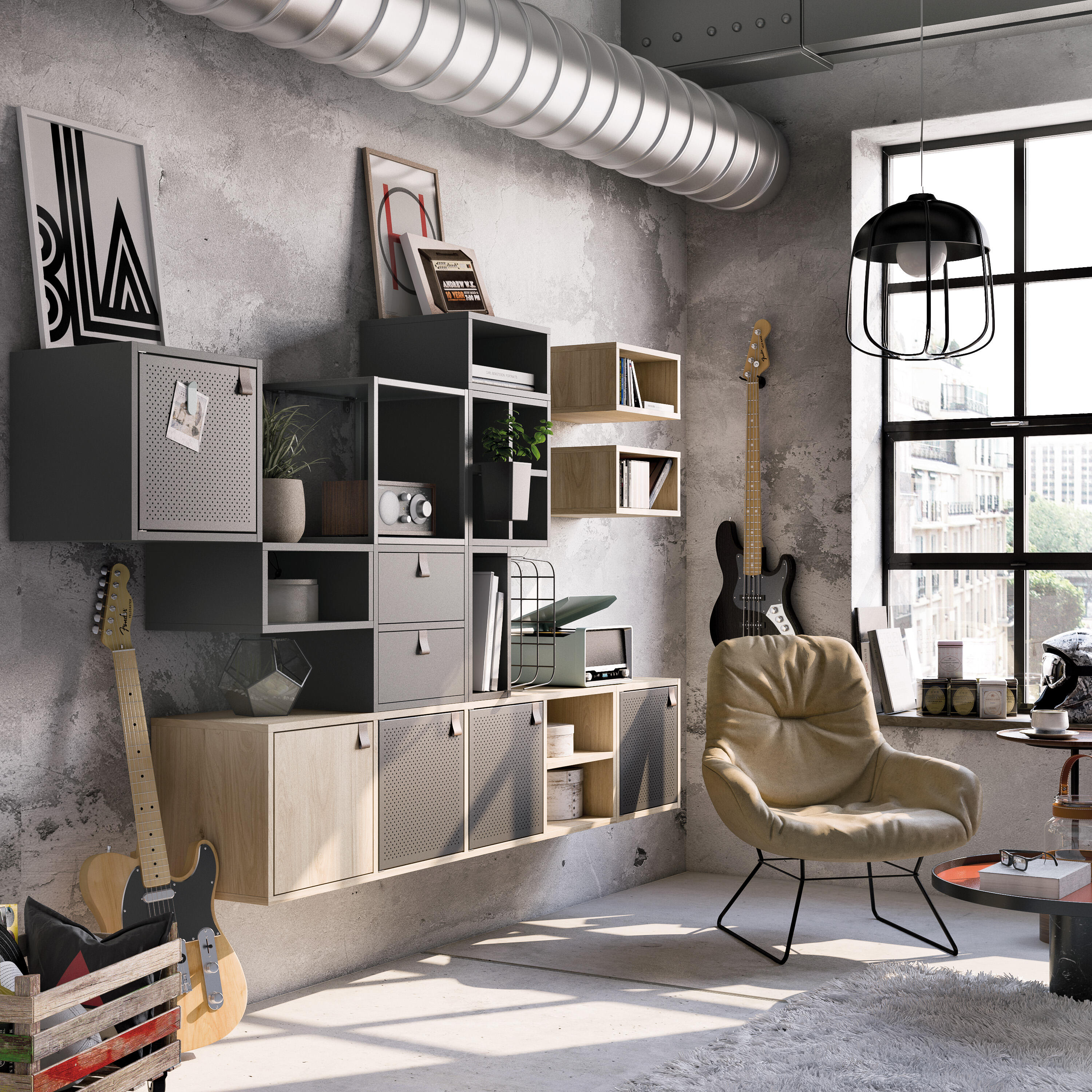 Estante cubo 4x1 carvalho 139,3x36x31,7 cm Spaceo Kub - 17