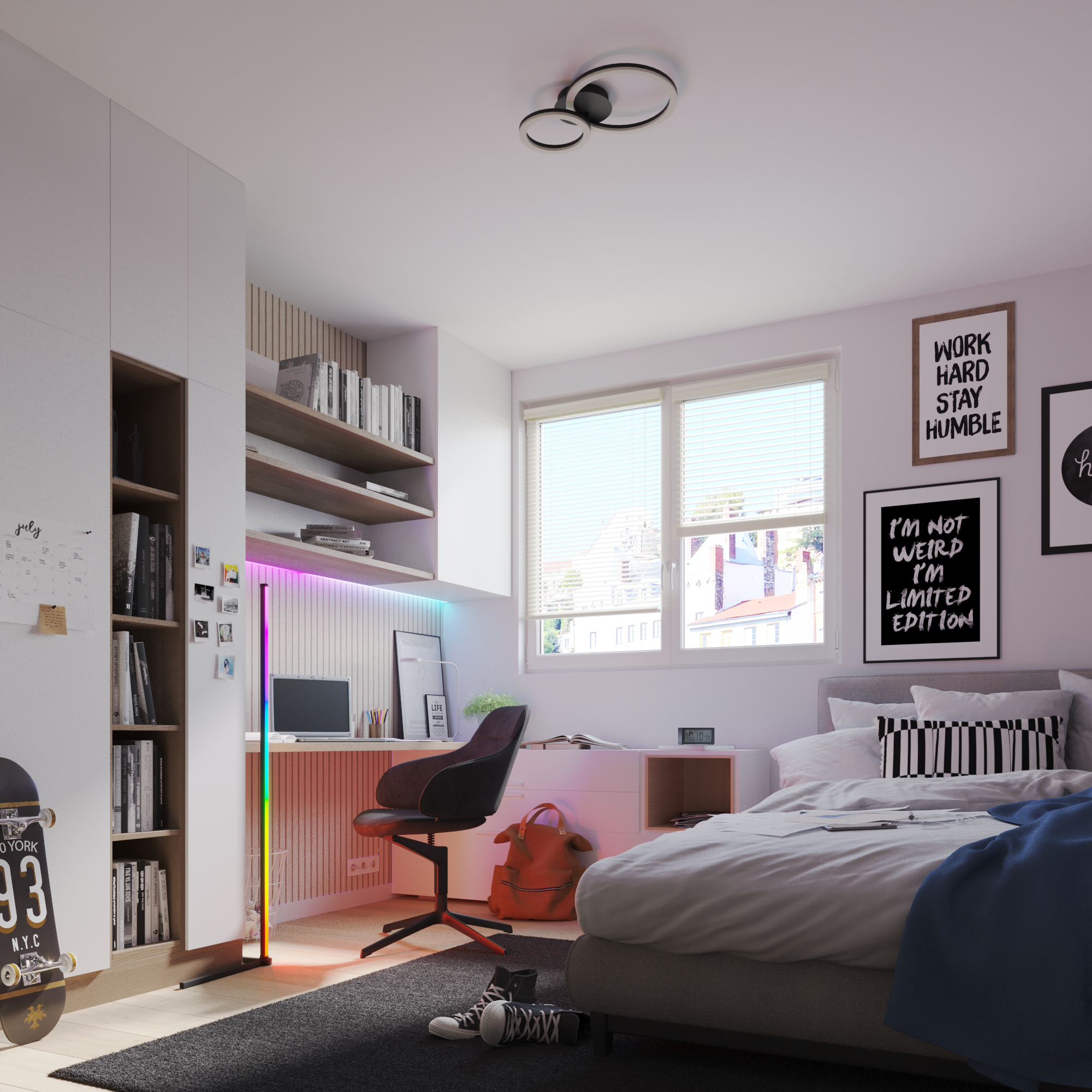 Almofada Julen 30x50cm algodão branco/preto Inspire - 2