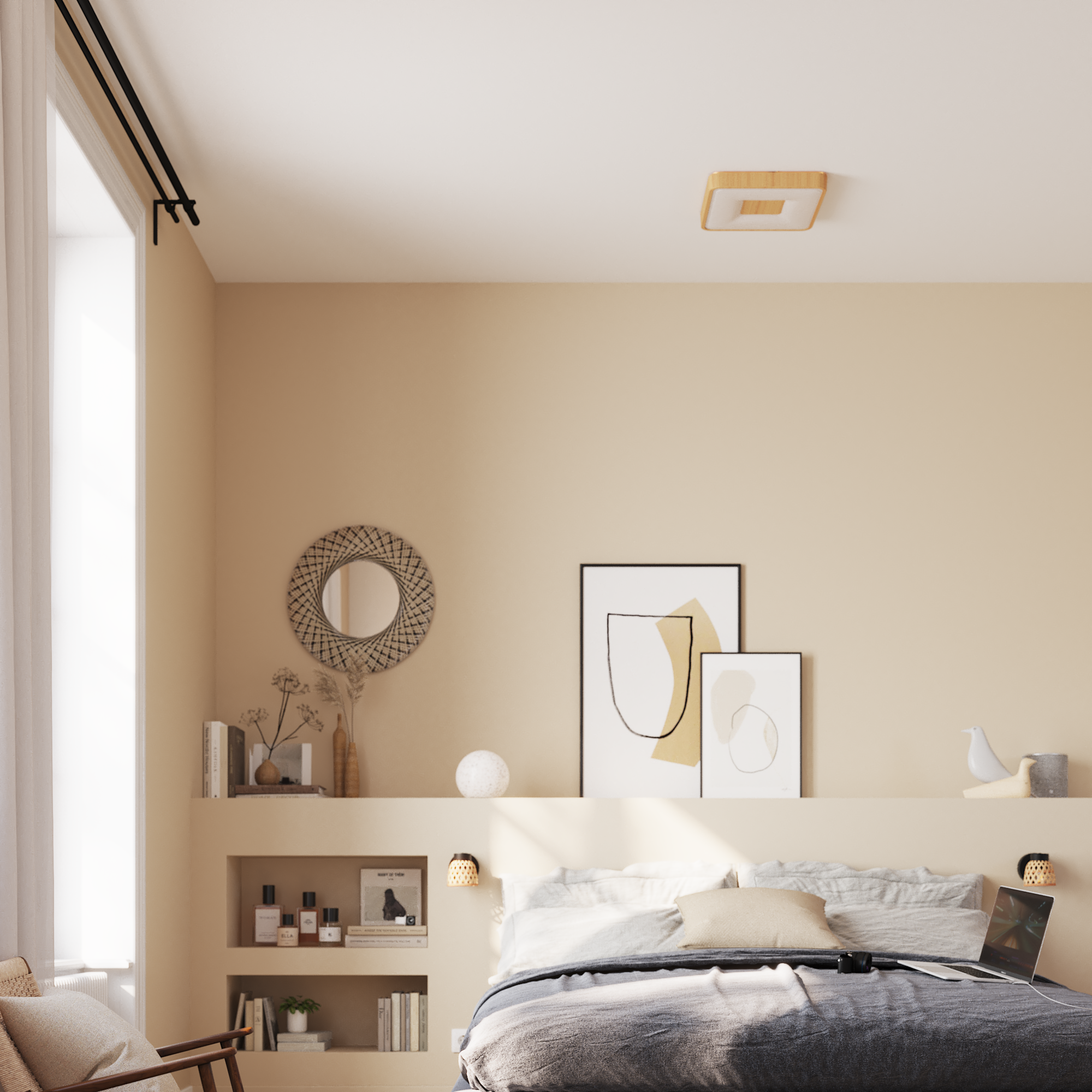 Foco decorativo NINON 1 luz E14 bamboo preto inspire - 4