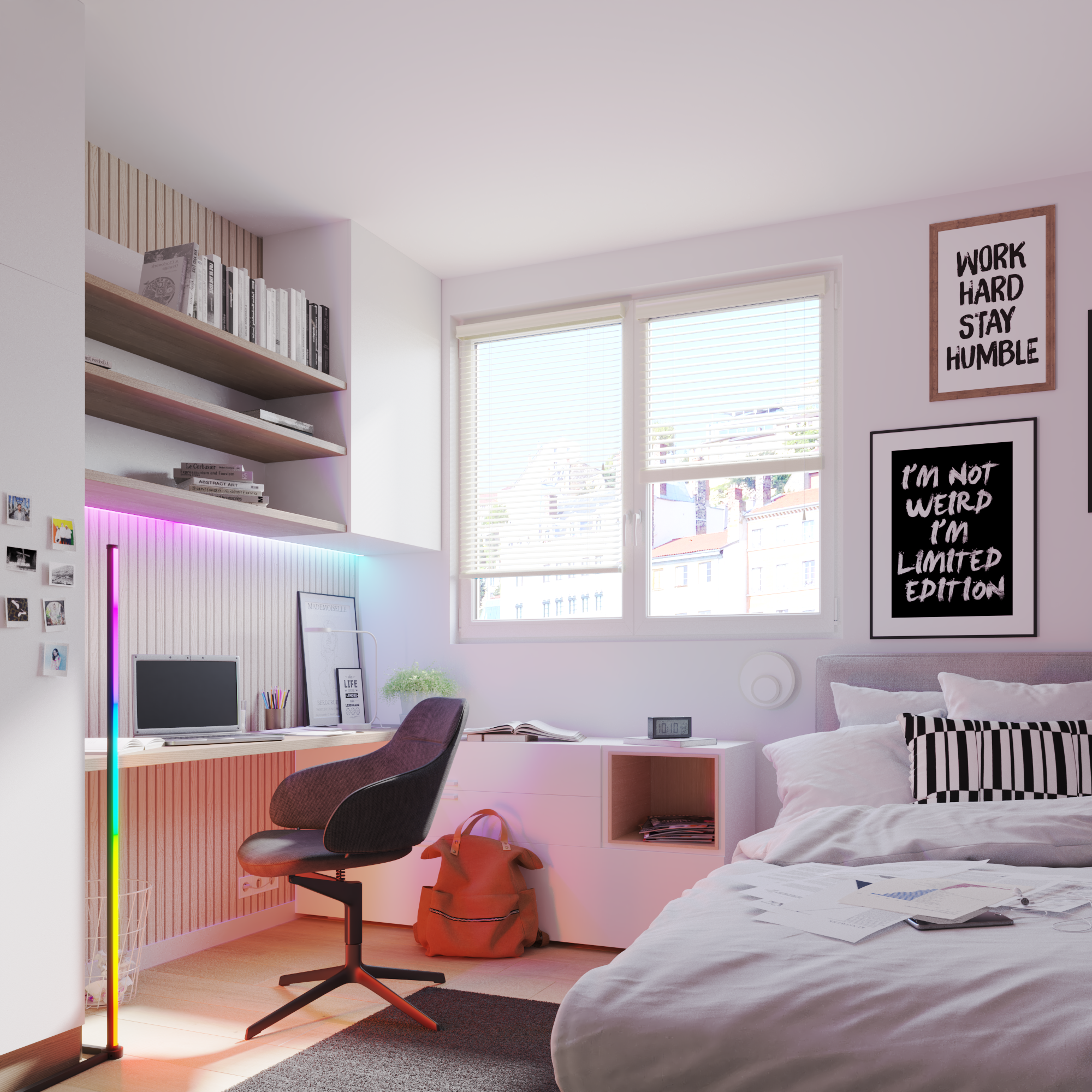 Applique murale LED ronde métal blanc 980 lumens, INSPIRE Kenshi - 7