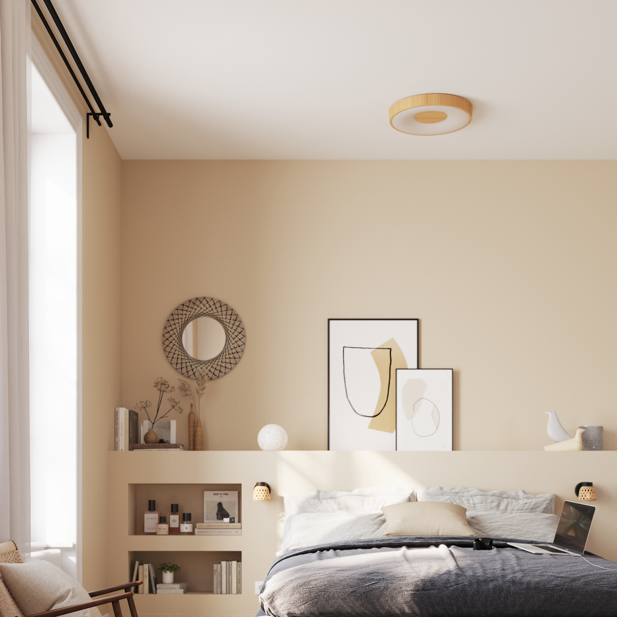 Foco decorativo NINON 1 luz E14 bamboo preto inspire - 5