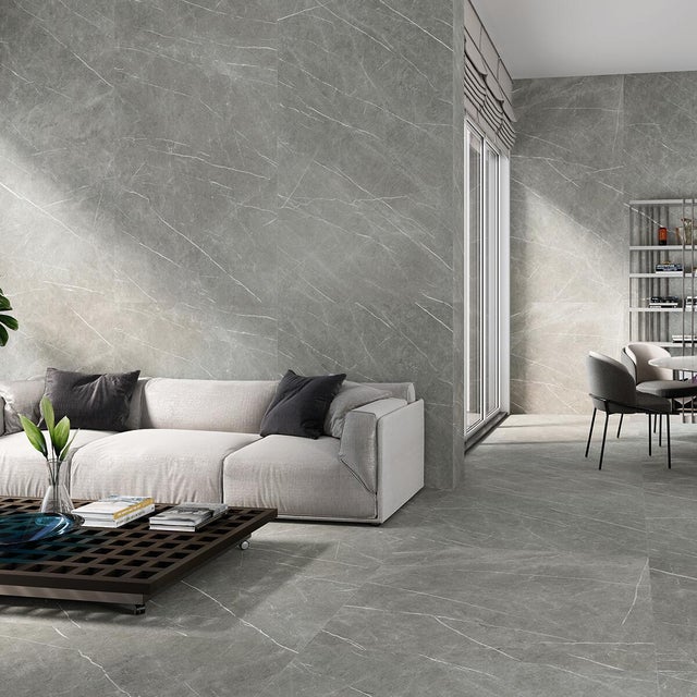 Piastrella da pavimento e rivestimento interno in gres porcellanato 60 x 120 cm rettificato grigio opaco Eternal Dark R9 traffico medio forte (pei 3/5) Sp. 9 mm 1.44 mq