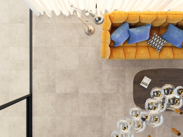 Piastrella da pavimento interno in gres porcellanato 90 x 90 cm rettificato grigio sabbia Grey Soul R10 traffico medio (pei 2/5) Sp. 9 mm 1.62 mq