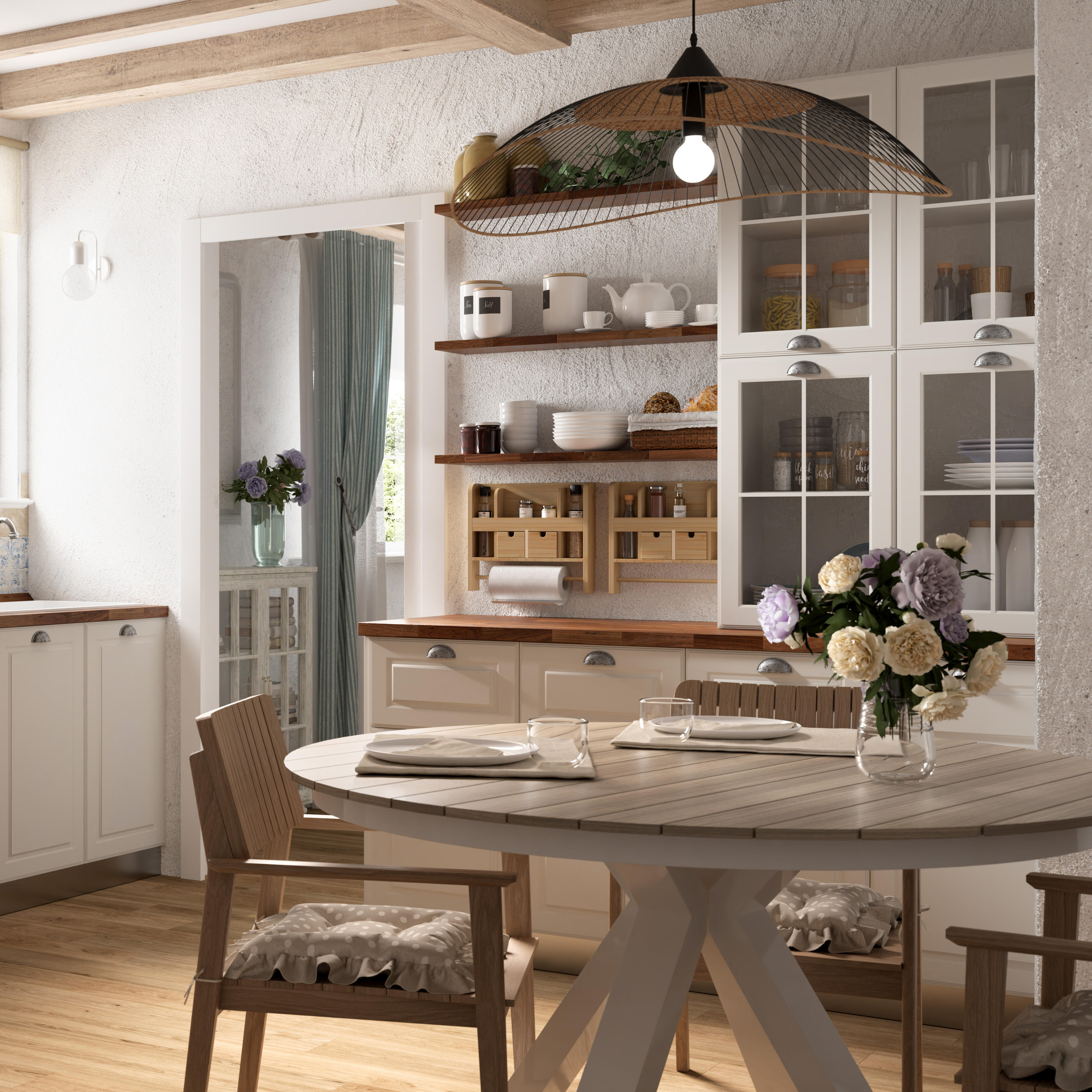 Sedia da giardino con braccioli Atlas NATERIAL, struttura e seduta in acacia bianco - 2