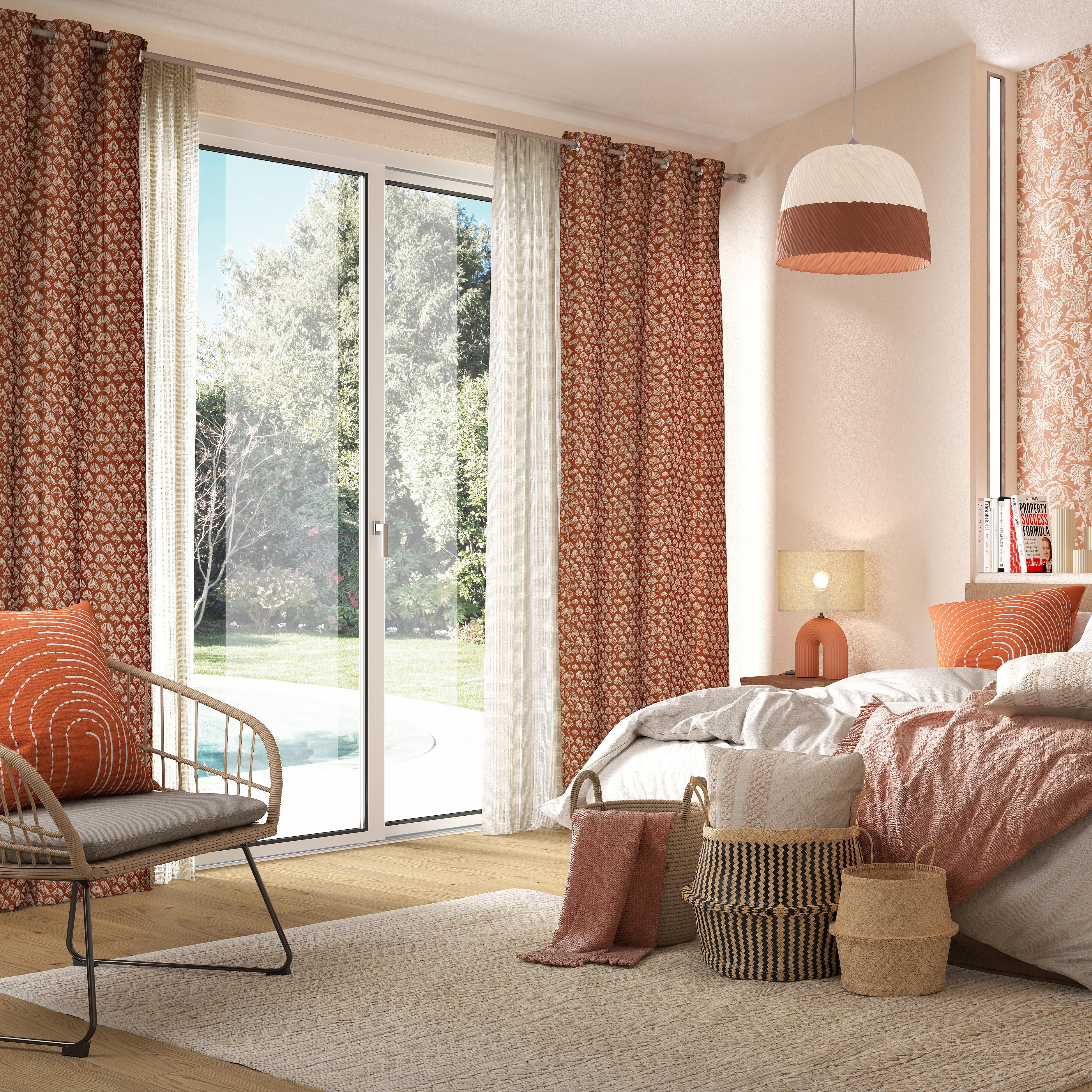 Conjunto 2 cadeiras de rattan com braços bege Timea Naterial - 11