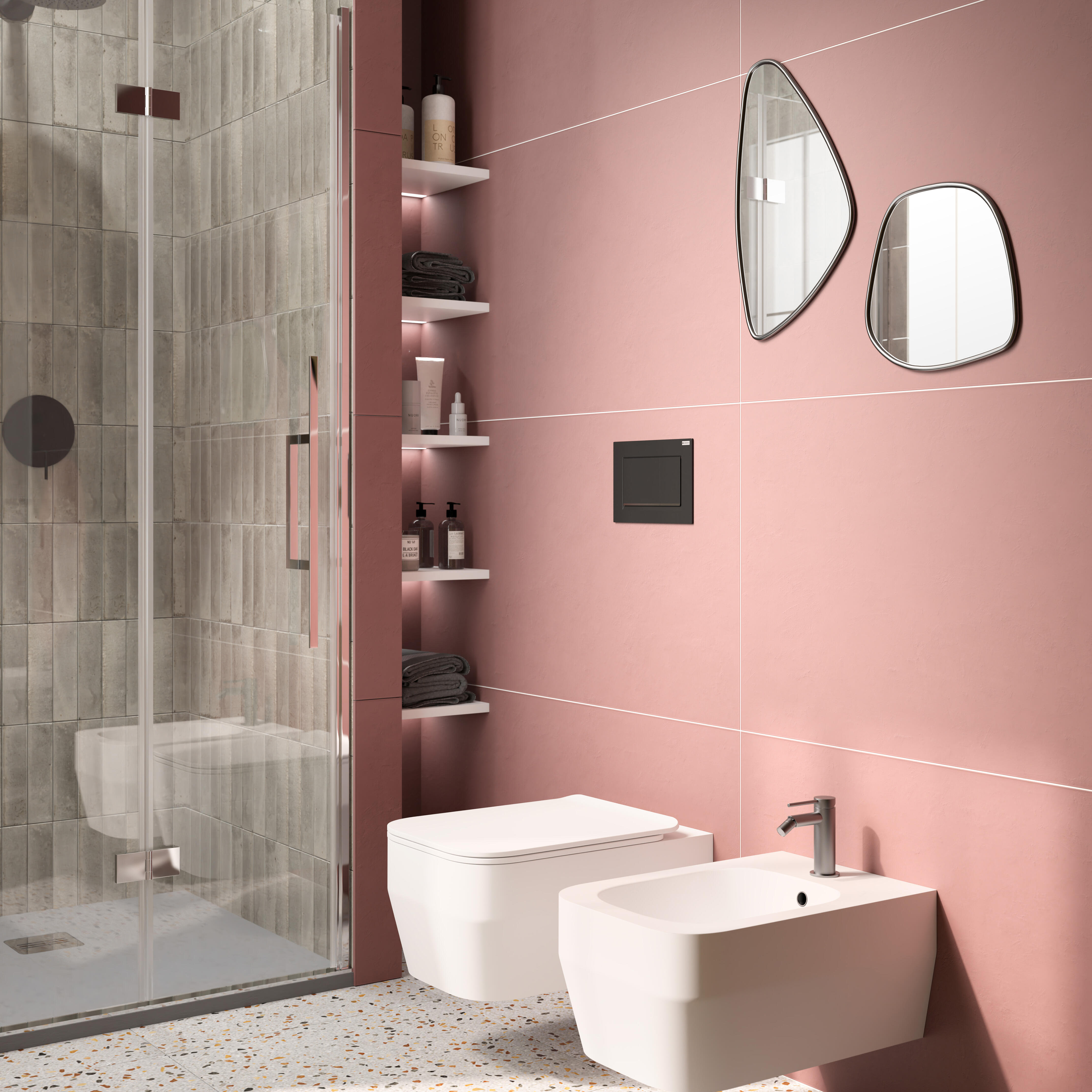 Coppia sanitari scarico a parete OLYMPIA CERAMICA tuttoevo bianco lucido WC: P 44 x L 36 x H 27 cm, bidet: P 26 x L 32 x H 24 cm - 2