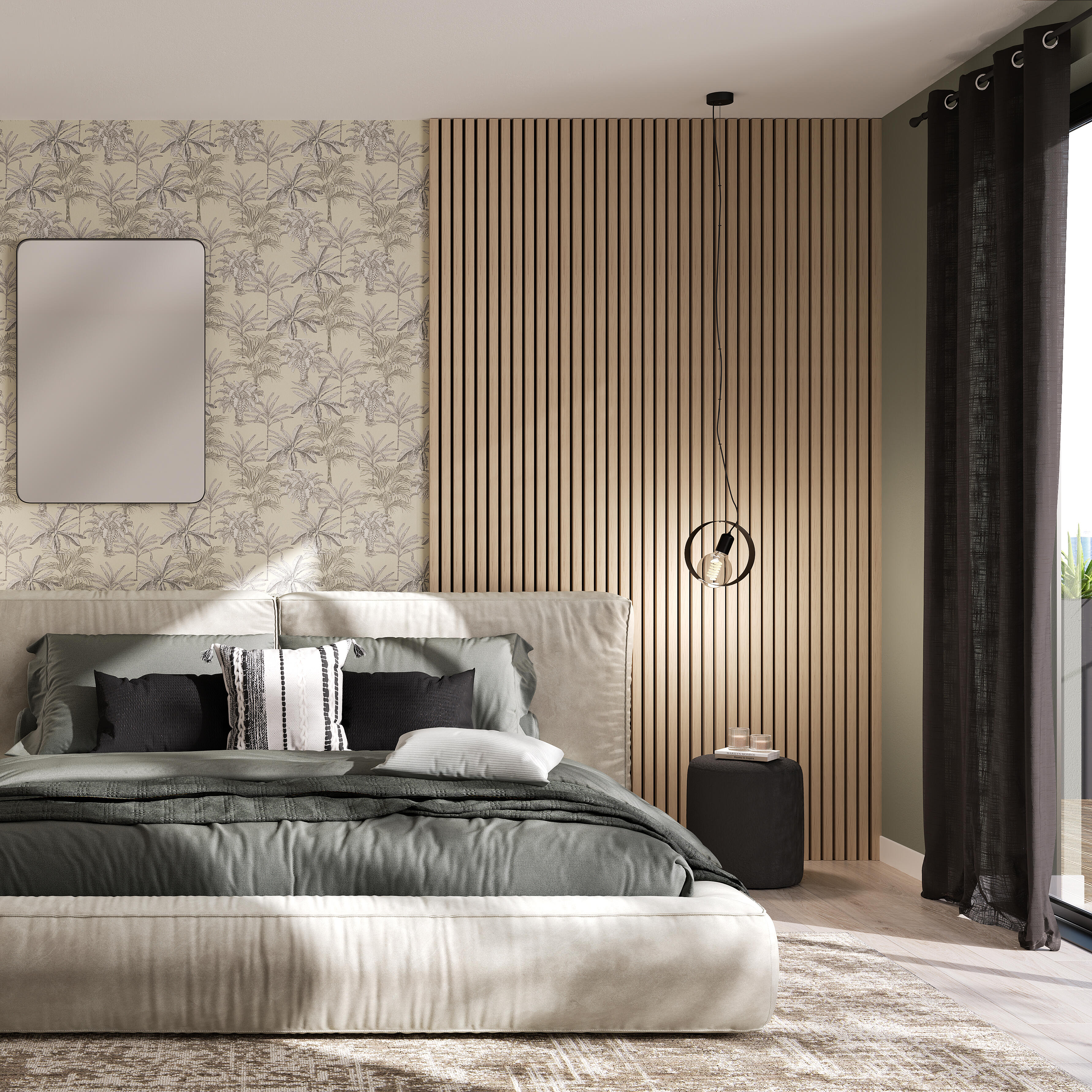 Pannello decorativo fonoassorbente Light FIBROTECH nero e rovere chiaro L 250 x L 60 cm, Sp 9 mm - 2