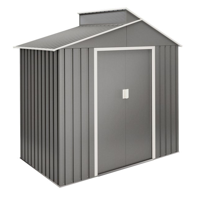 Caseta de metal Nuuk de 220x214x129 cm y 2.84 m2 con 0.25 mm espesor y doble puerta corredera HOGGAR
