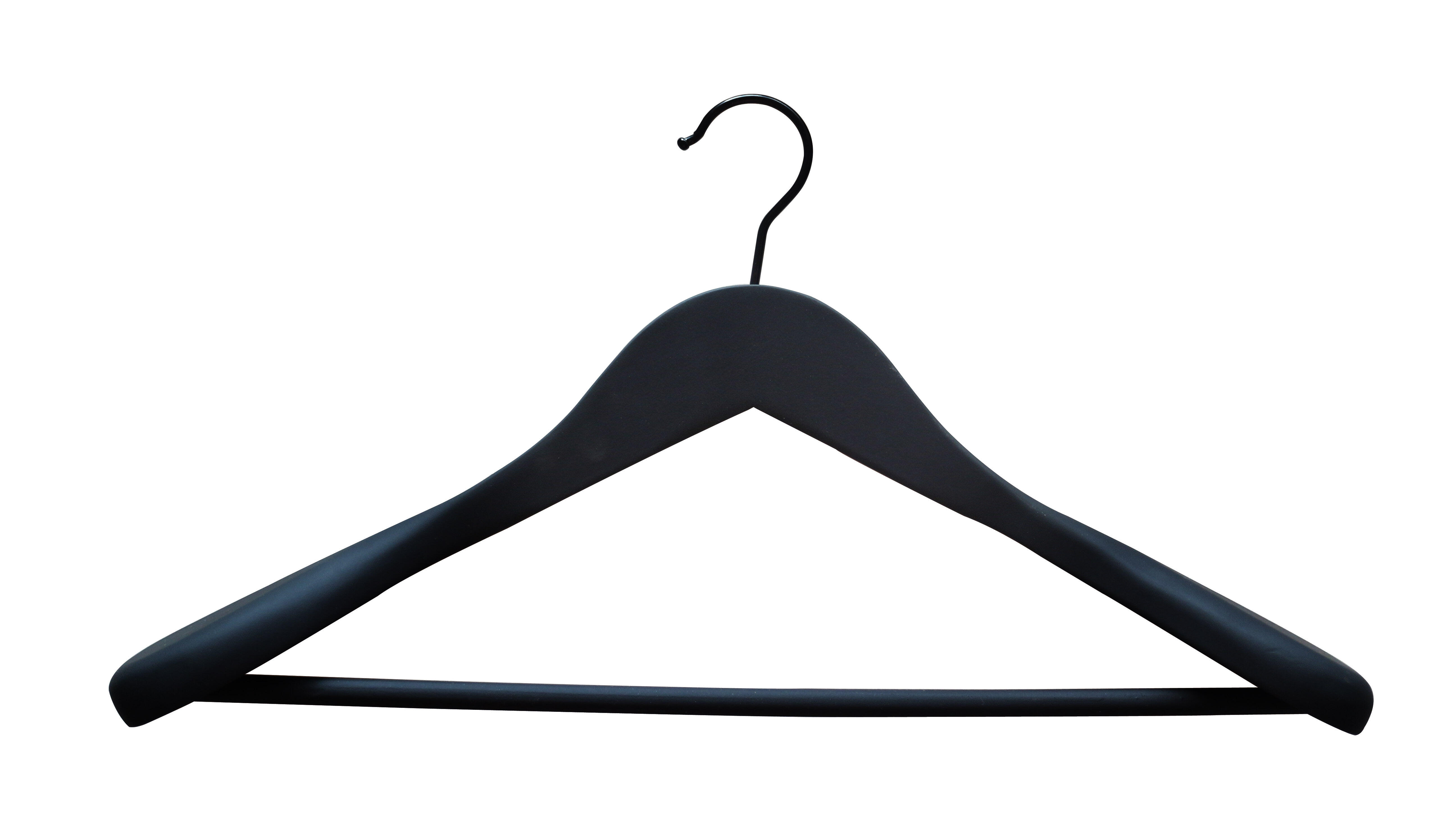 Percha para traje spaceo de madera negro fsc 45x23 (anchoxalto)