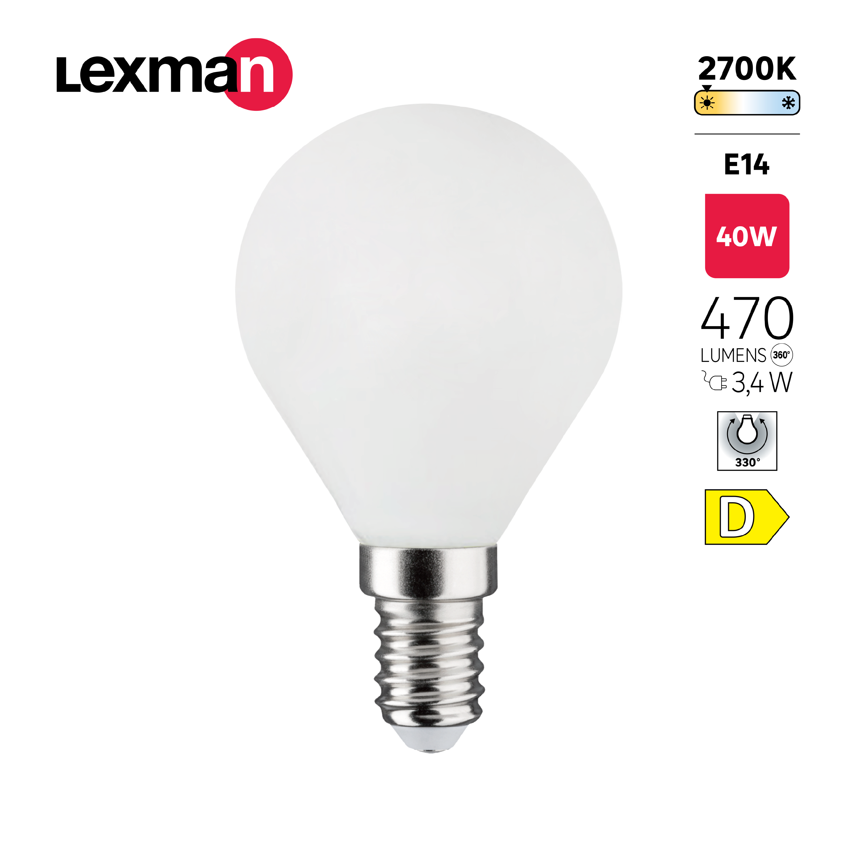 Bombilla LED filamento E14 470 lúmenes 3.4W color de la luz blanco cálido 2700K CRI 89-80 luz natural y fiel clase energética D - 4