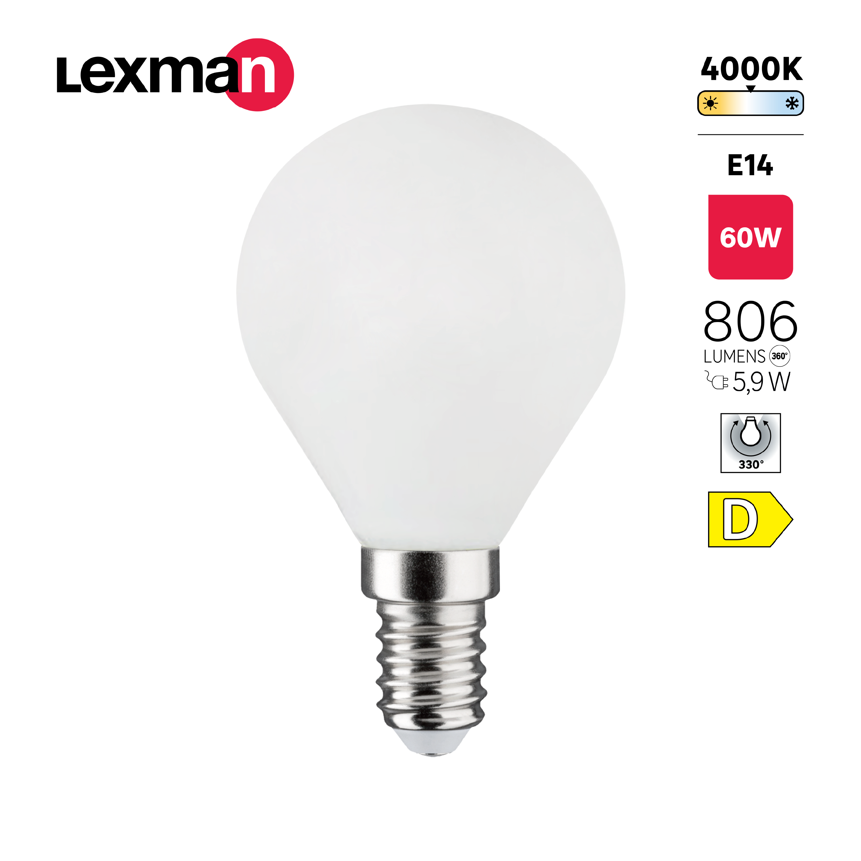 Żarówka LED E14 5,9 W 806 lm Neutralna biel Lexman - 4