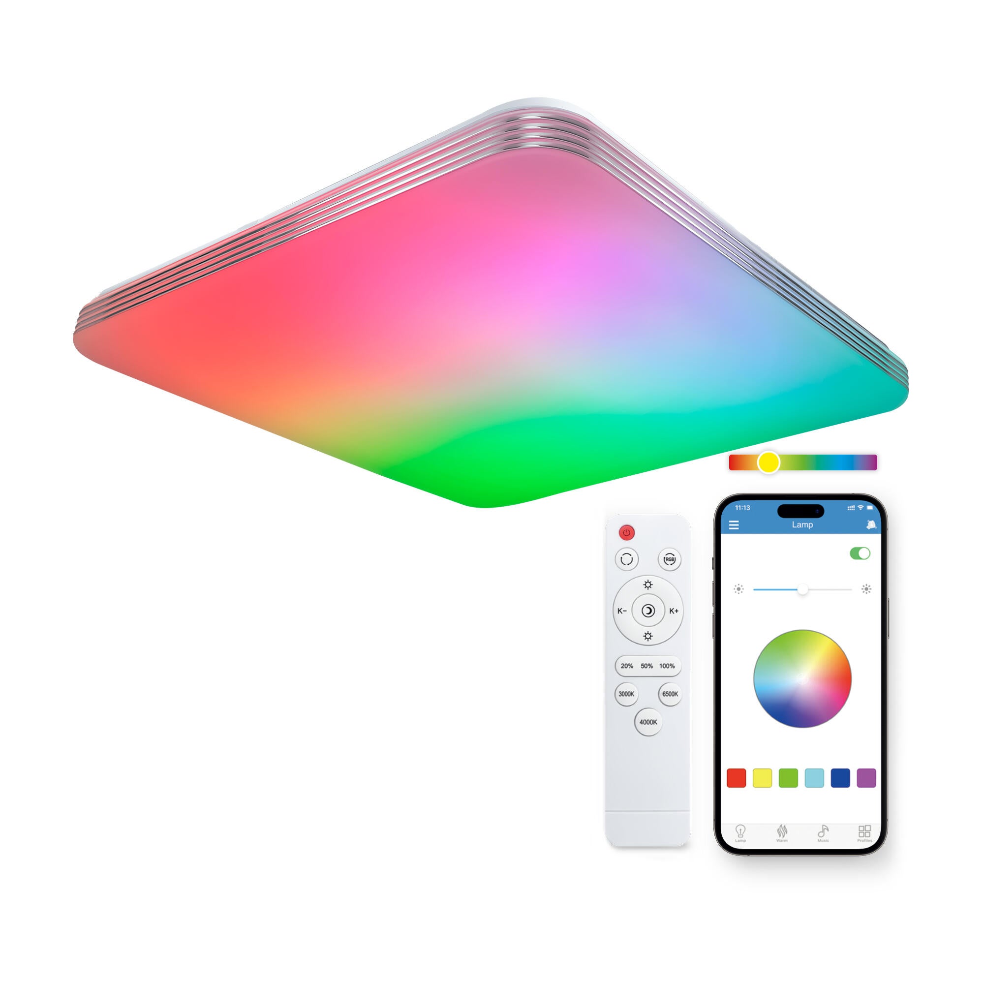 Plafón Square cuadrado blanco 7700 lm color regulable - 5