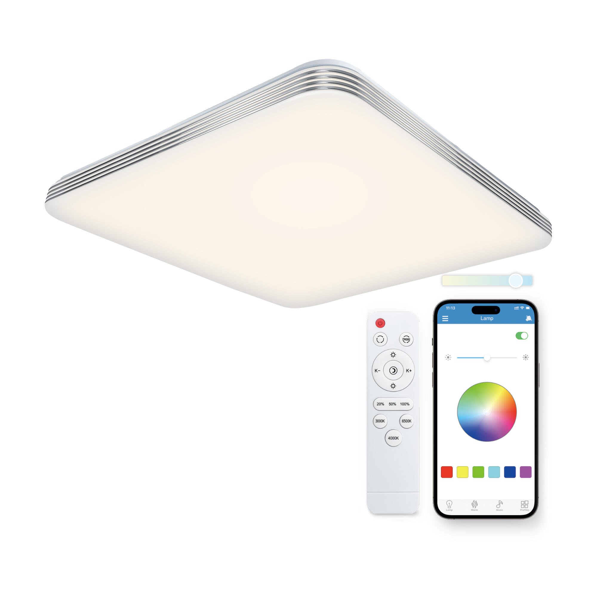 Plafón Square cuadrado blanco 7700 lm color regulable - 4