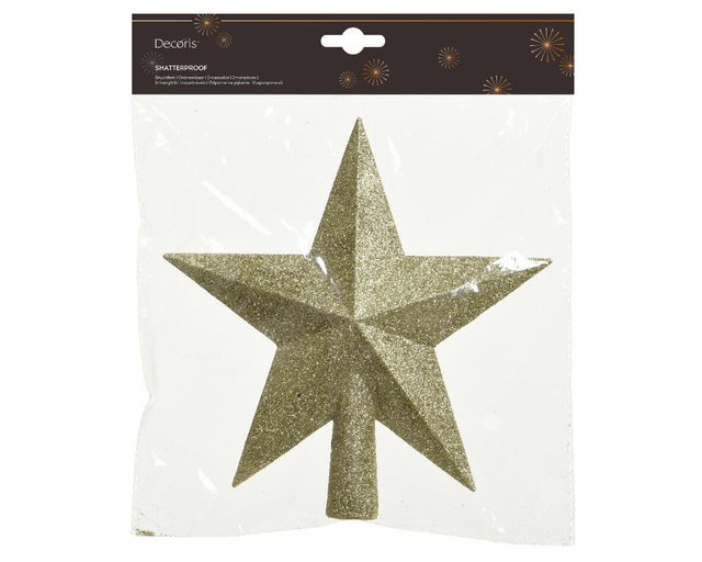 Estrela de topo glitter 19 cm dourado