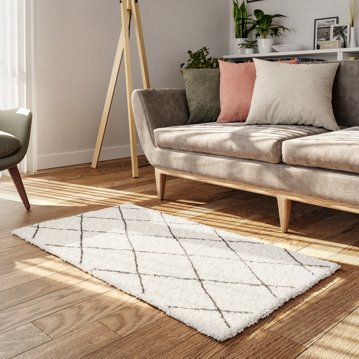 Alfombra pie de cama poliéster Blizz Bereber 60x110cm pelo largo liso gris lavable en lavadora - 10