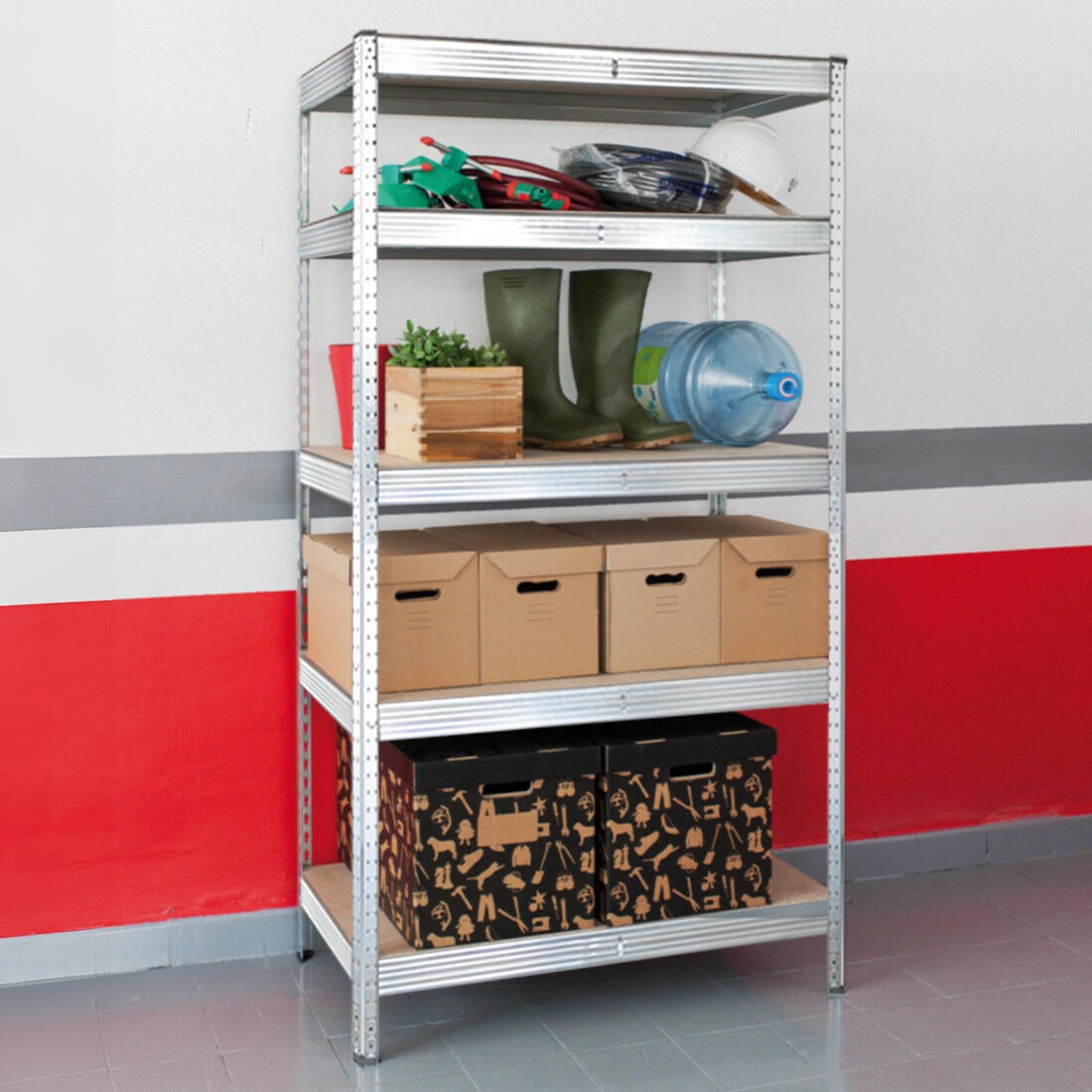 Estante metálica cinza 5 prateleiras MDF 90x40x180 cm 175 kg Ar Shelving - 2