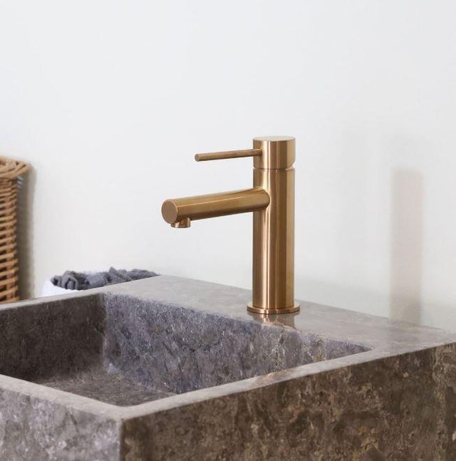 Mitigeur de lavabo cuivre brossé M, bonde incluse, Envol, ESSEBAGNO