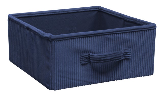 Panier SPACEO Kub effet velours bleu H.14 x l.31 x P.31 cm