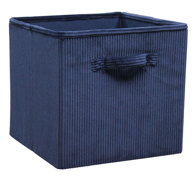 Panier SPACEO Kub effet velours bleu H.31 x l.31 x P.31 cm