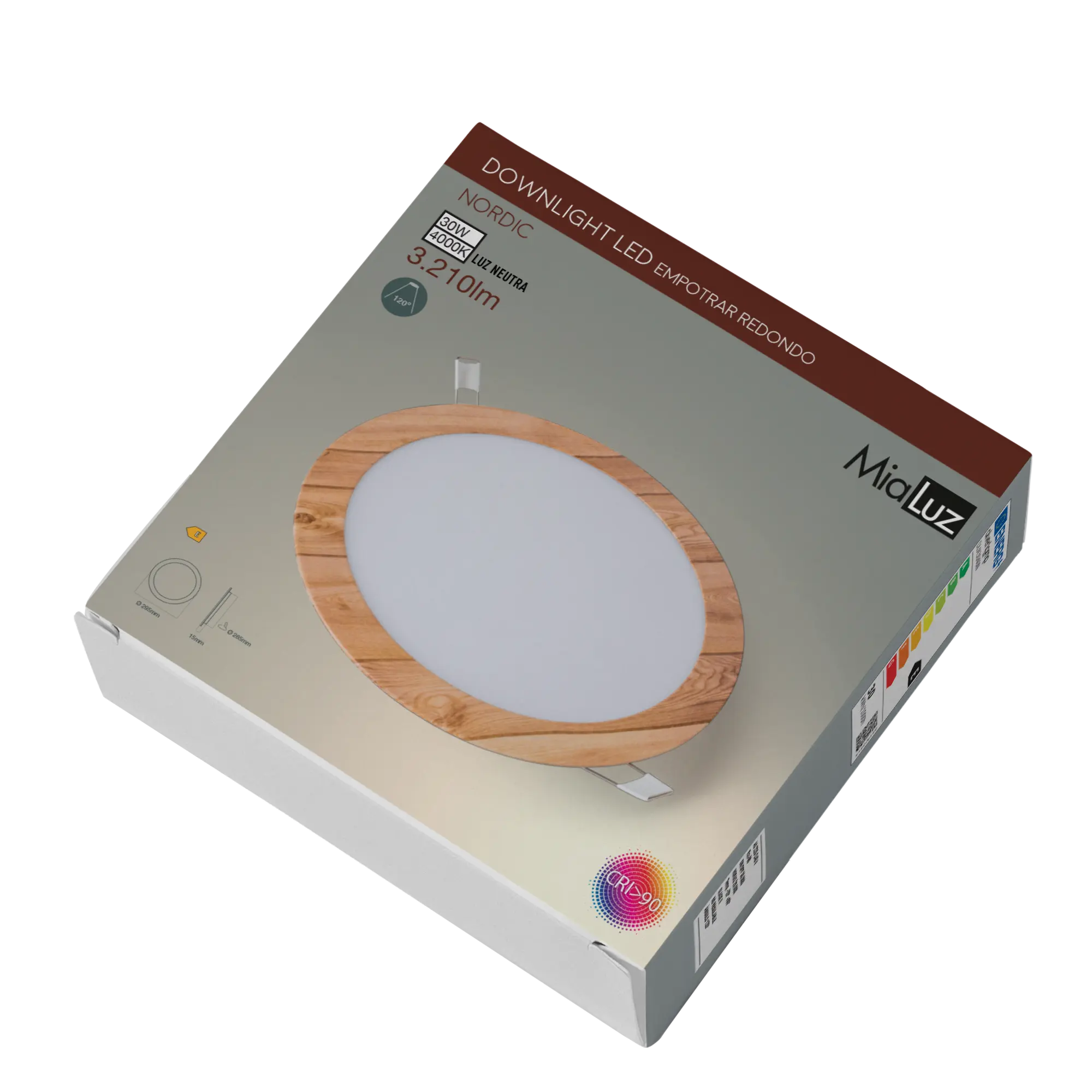 Downlight LED empotrable MIALUZ NORDIC marrón redondo ø29.5 cm 3210 luz blanco neutro 4000K IP20 - Foco LED empotrado para techos - 4