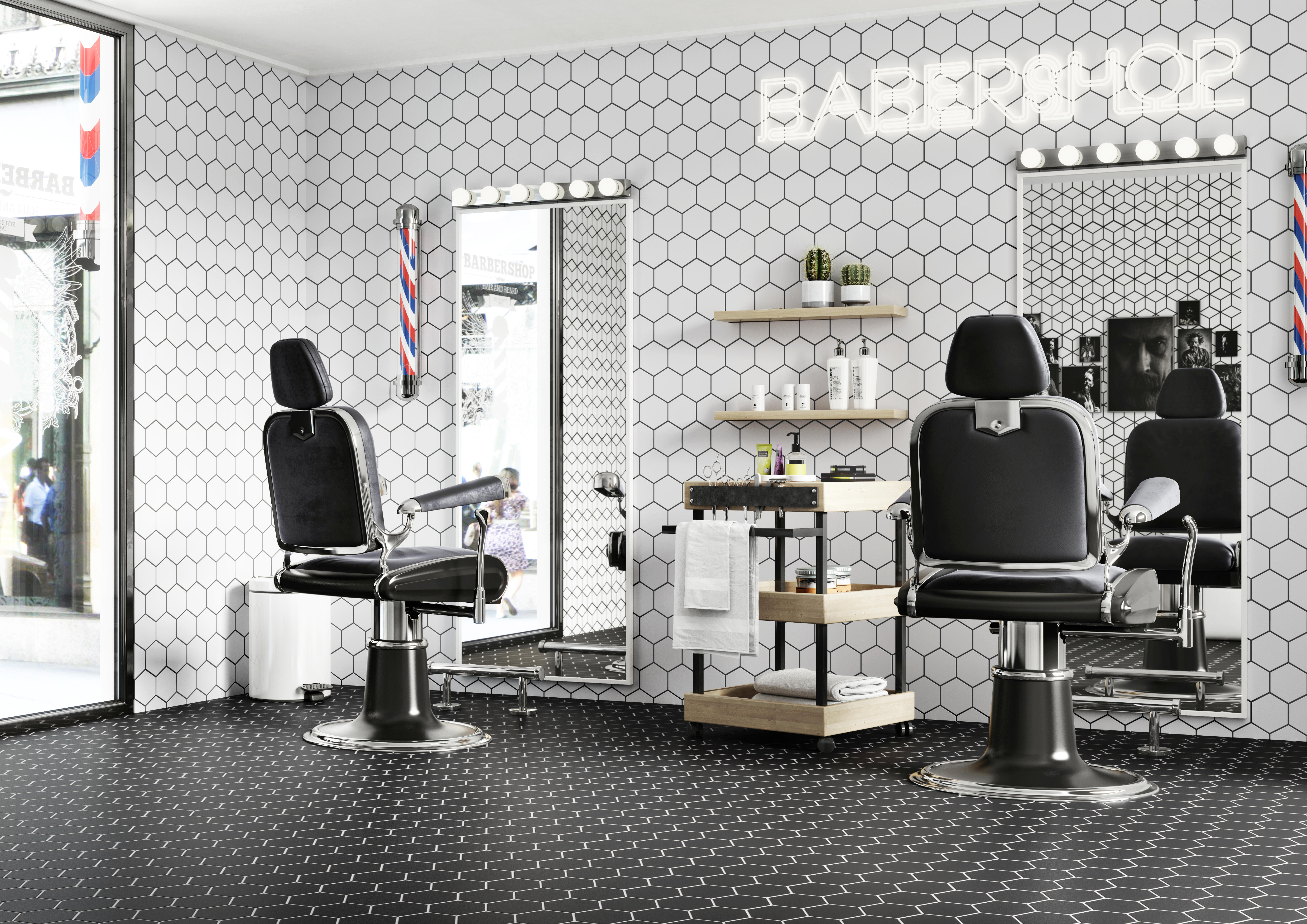 Azulejo porcelánico hex efecto imitación mosaico blanco 26.5x51 cm c1