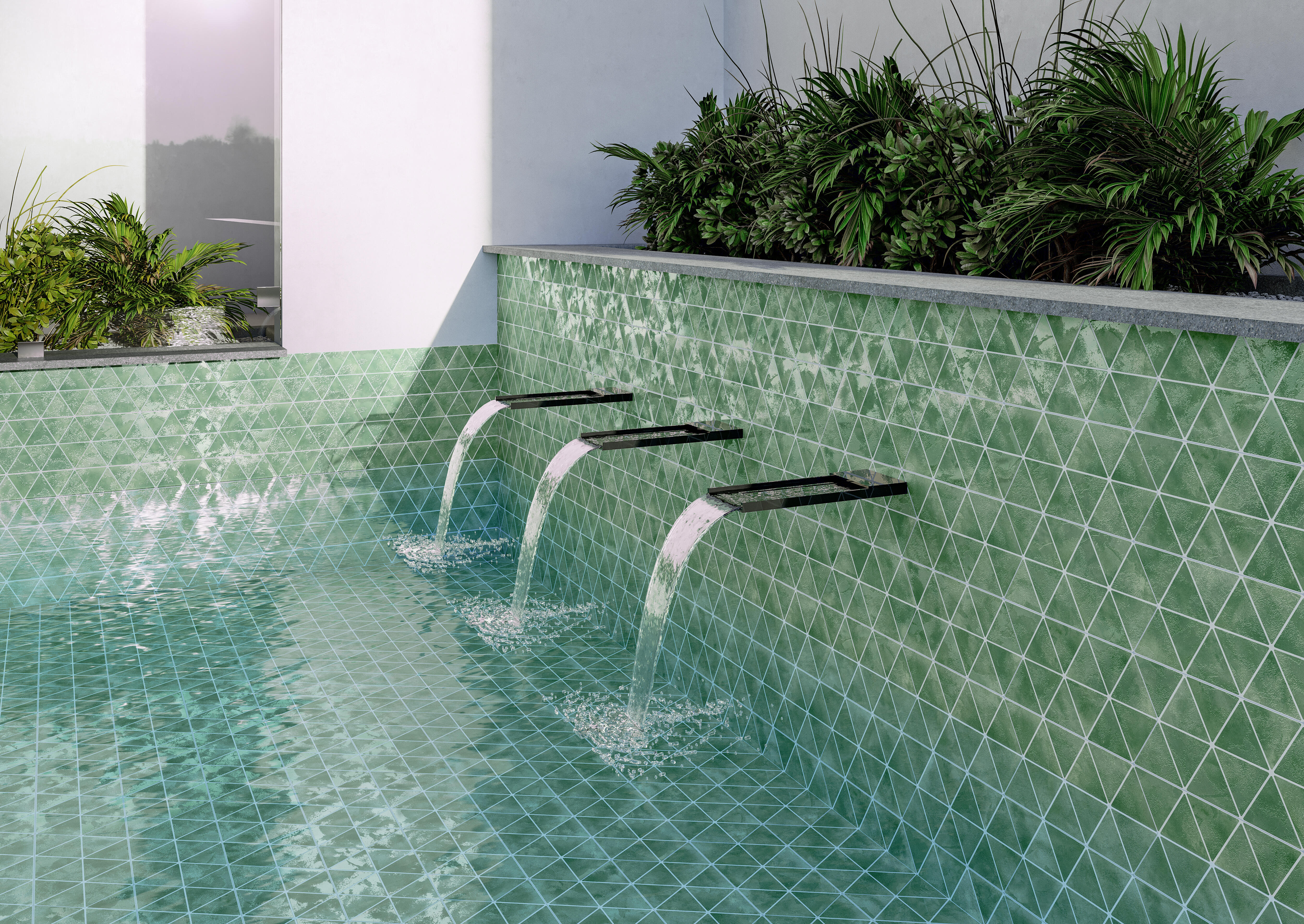 Azulejo porcelánico triangle efecto deslustrado verde 28x48.5 cm