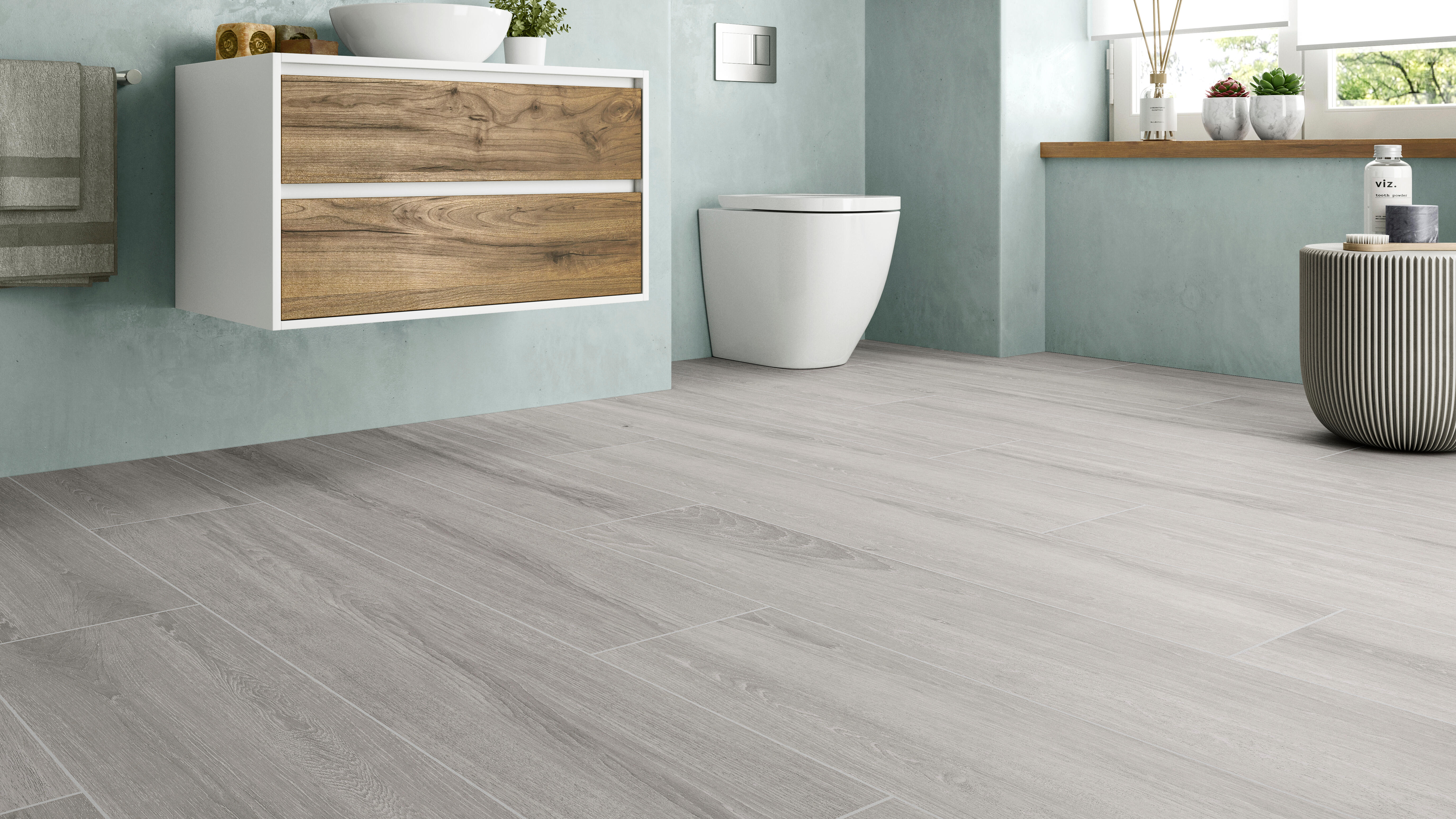 Suelo porcelánico underwood efecto madera gris 23x120 cm c1 artens