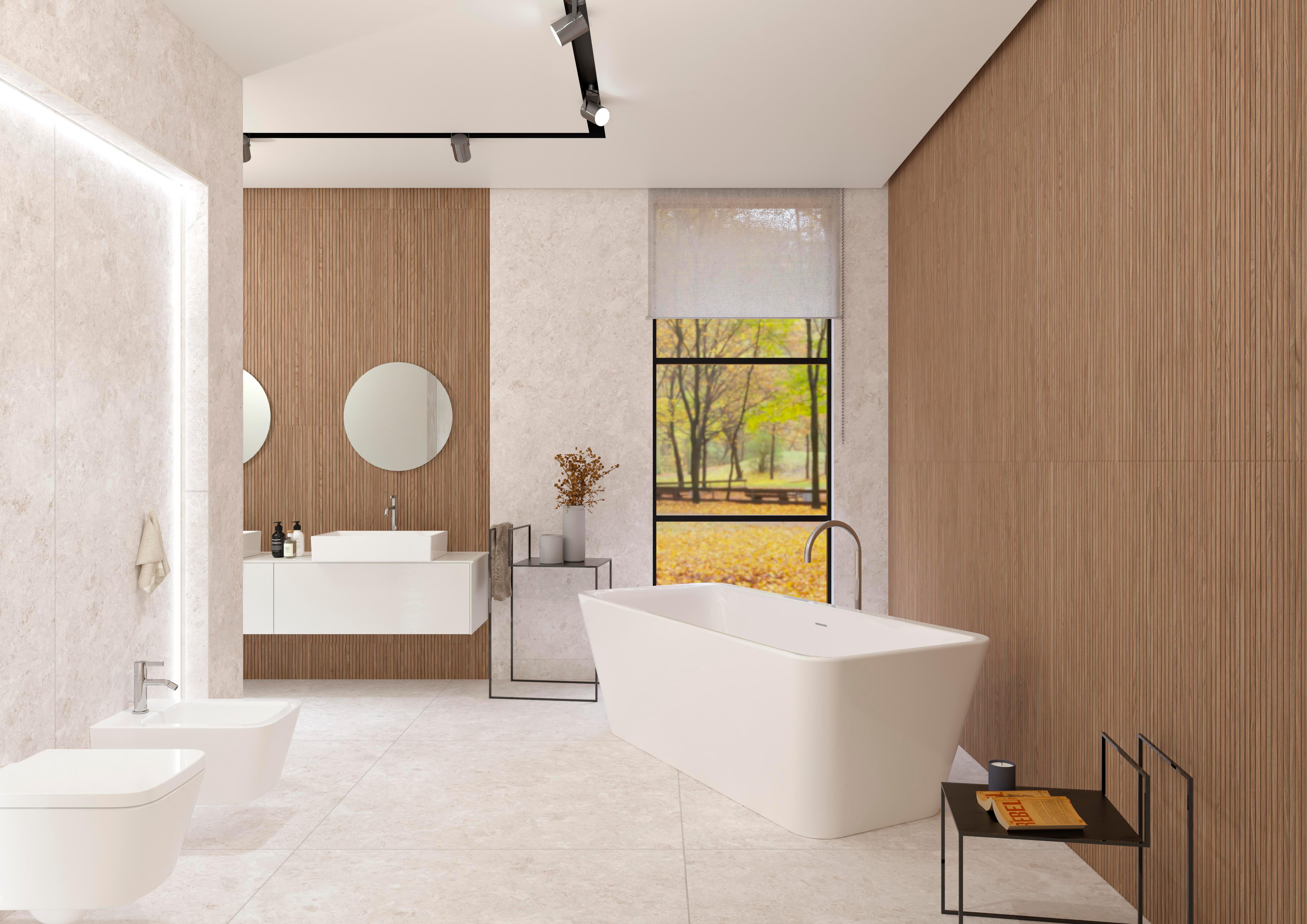 Azulejo cerámico Malmo efecto palillería fresno 45x120 cm  GRESPANIA - 2