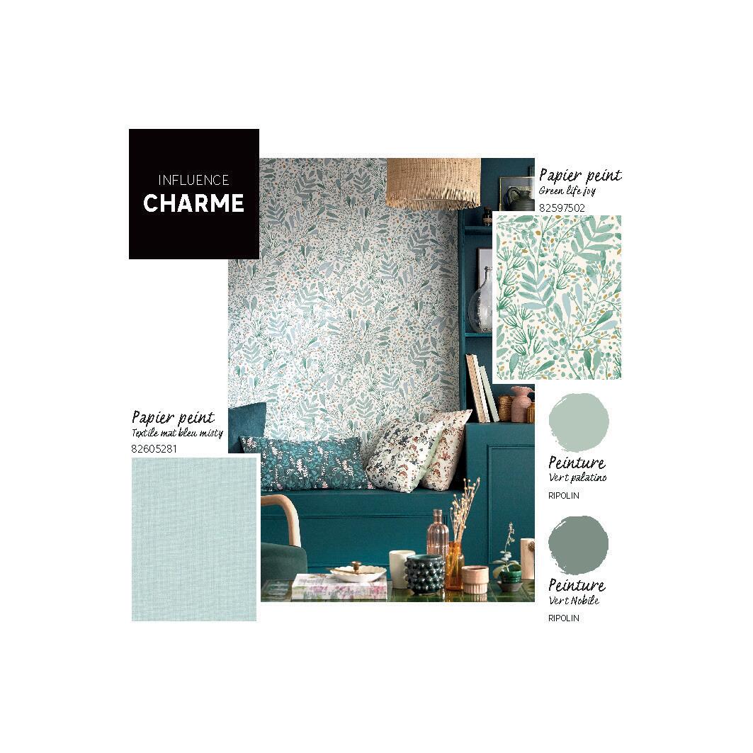 Papel pintado vinilo aplicación cola en pared Naturaleza Primavera verde  CASELIO 53cmx10.05m limpìeza con paño húmedo - 27