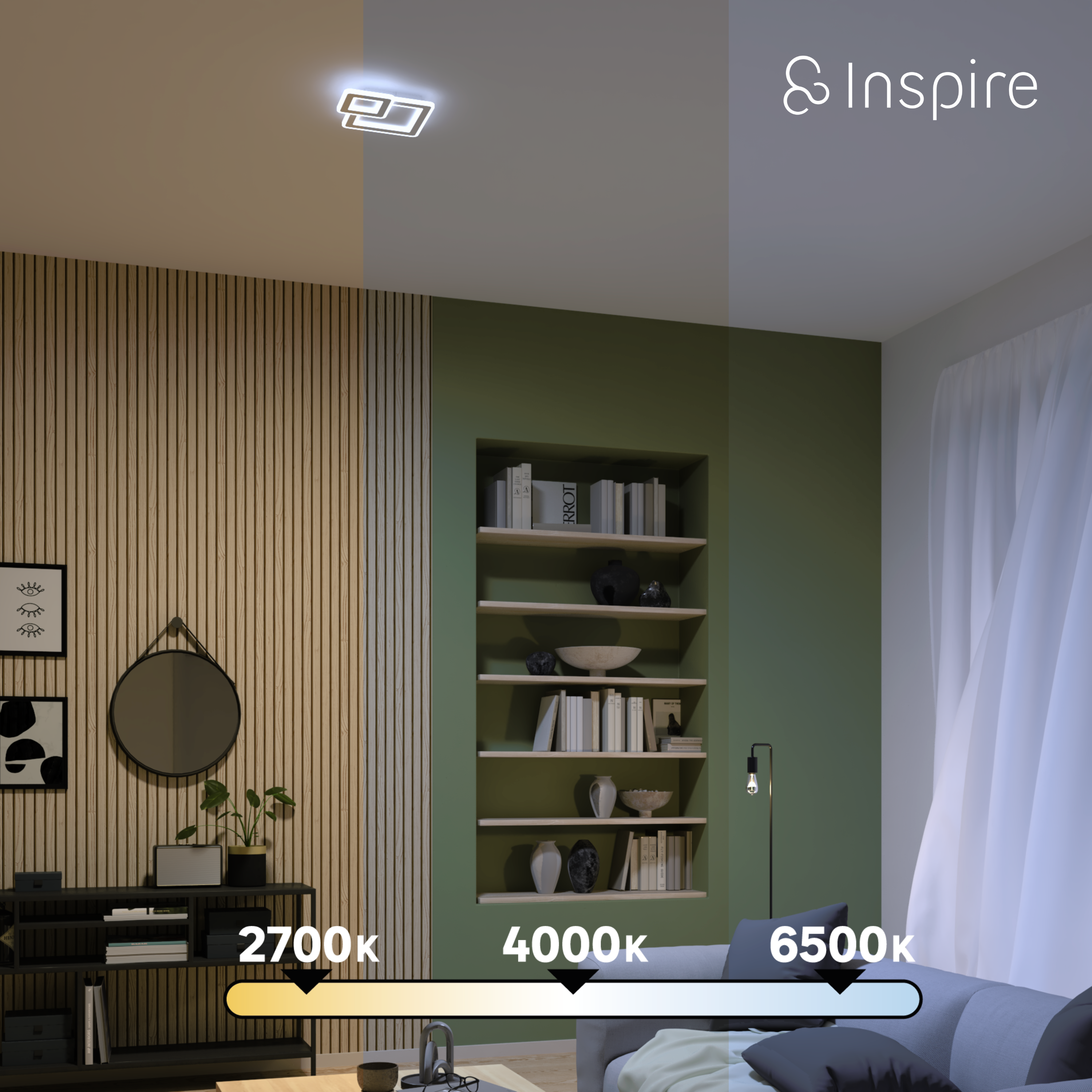 Plafón LED rectangular blanco KAOLI 4300 lm color de la luz de cálida a fría CCT (2700K-6500K) 31 cm IP20 - 3