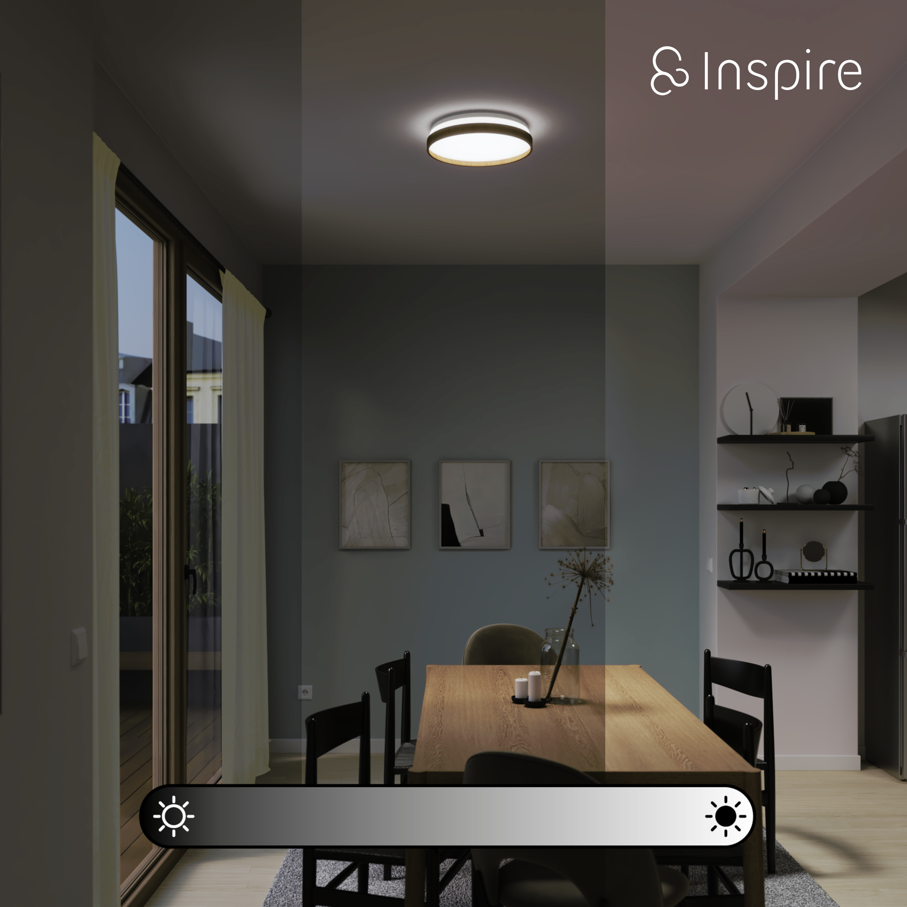 Plafon Pulox biały z drewnem śr. 38 cm LED Inspire - 8