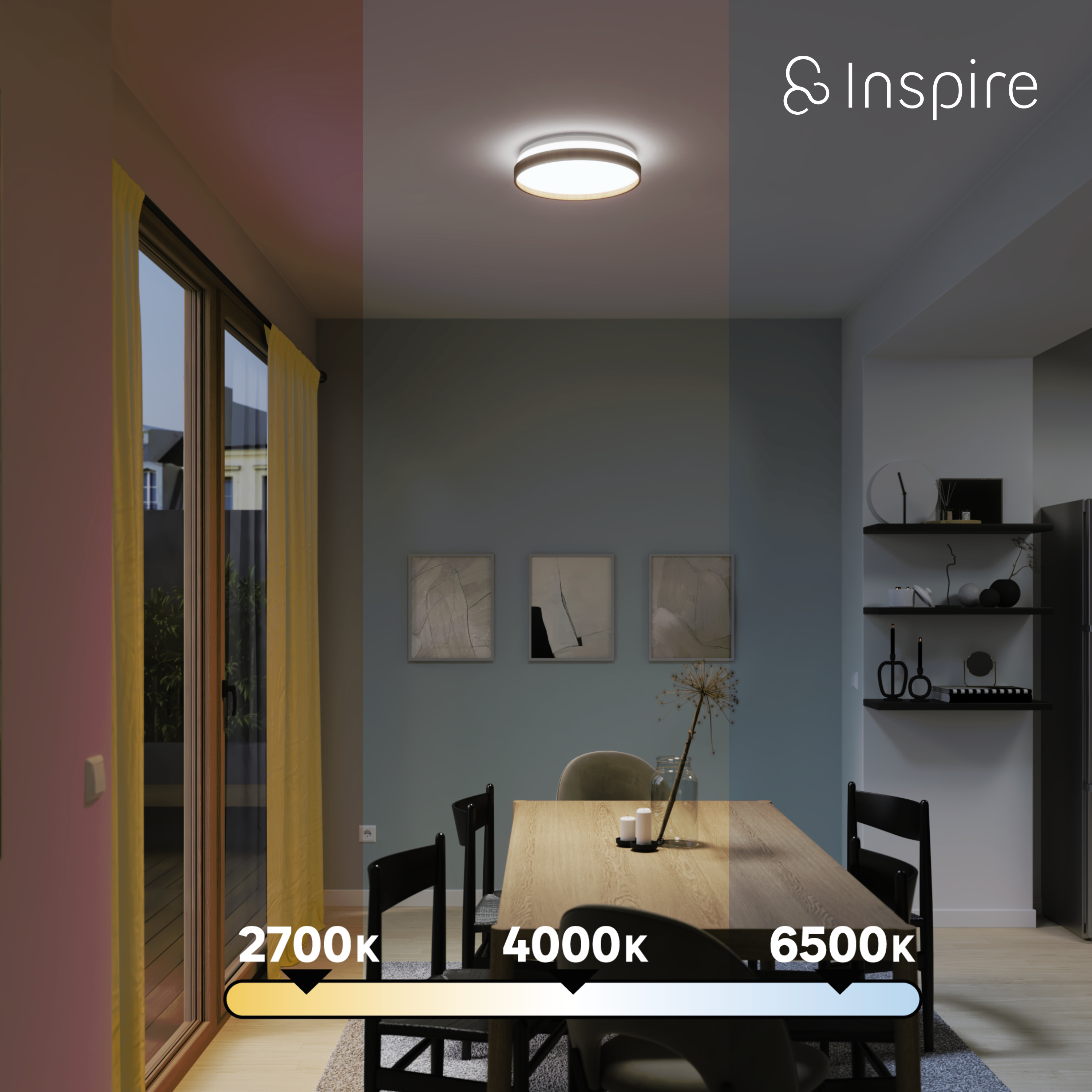 Plafon Pulox biały z drewnem śr. 38 cm LED Inspire - 7