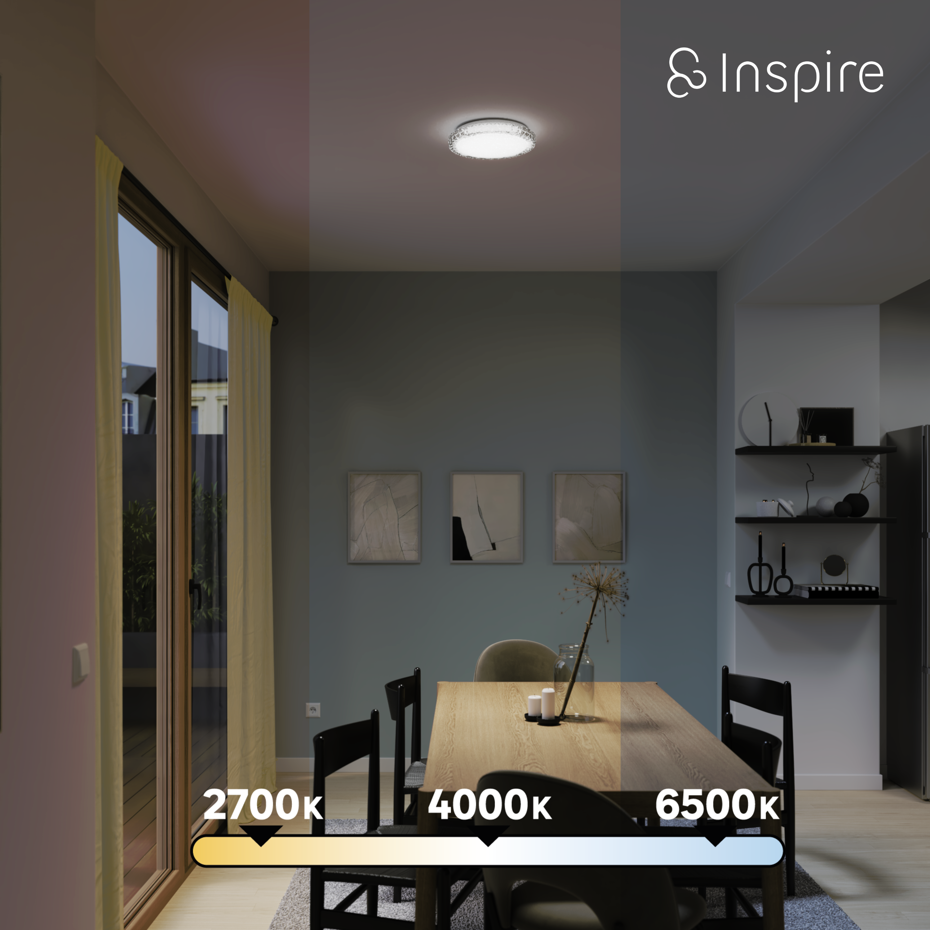 Plafonnier led, 1300 lumens, variation de blancs, Diamond, INSPIRE D.30cm - 8