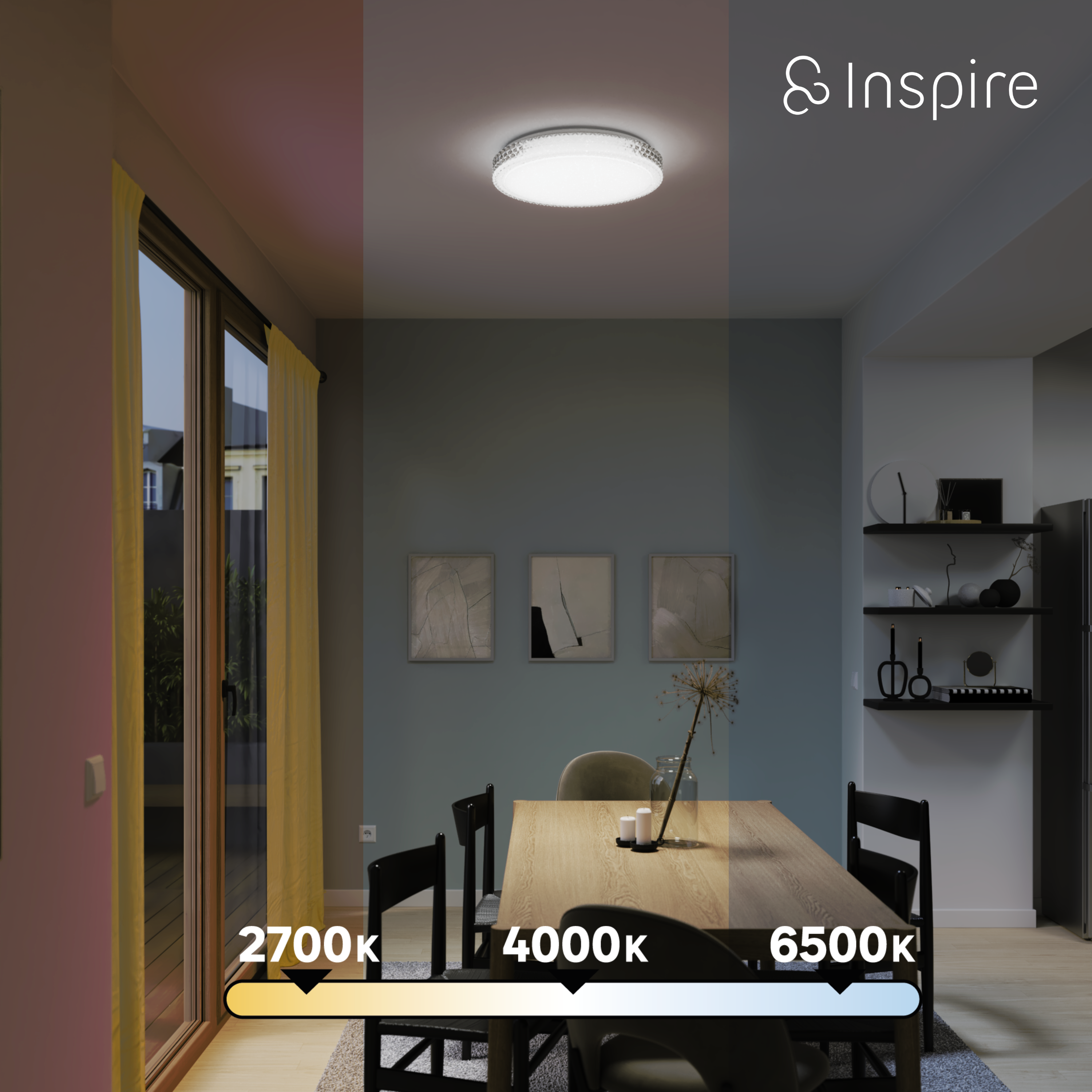 Plafonnier LED intégrée Diamond, 4400lm, variation de blancs, INSPIRE D.50 cm - 8