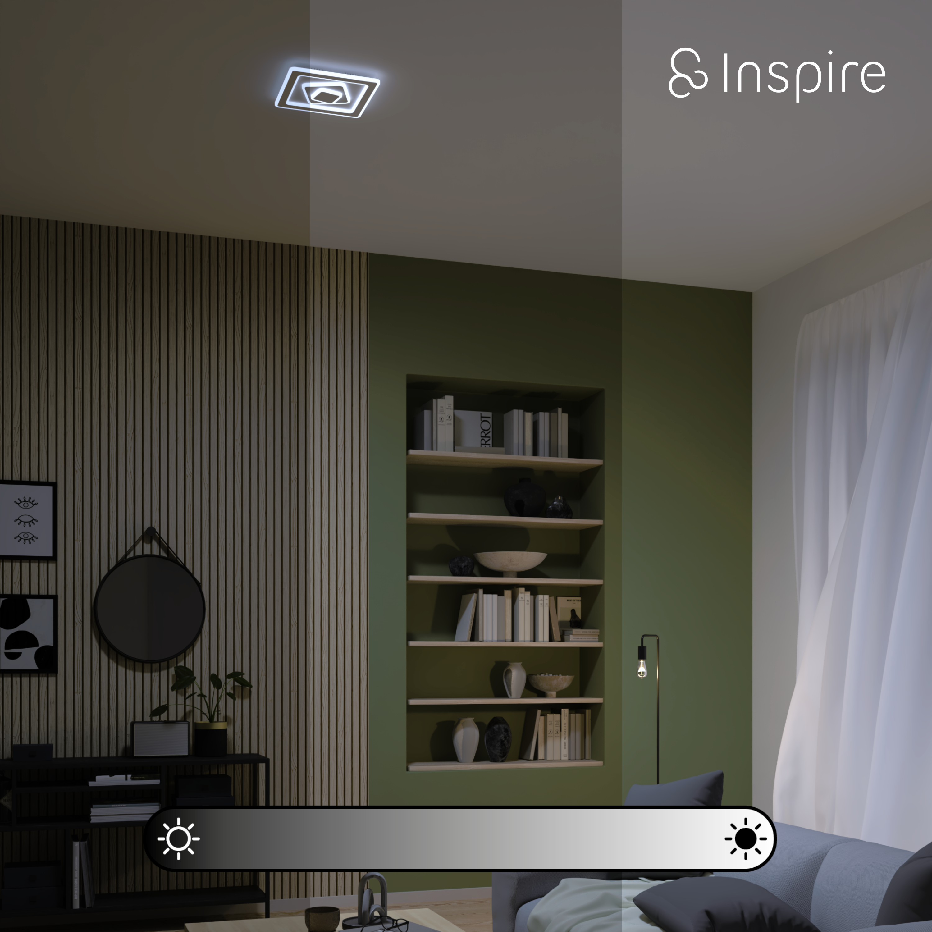 Plafonnier led, 4800 lumens, variation de blancs, Kaoli carré, INSPIRE, D.35 cm - 3