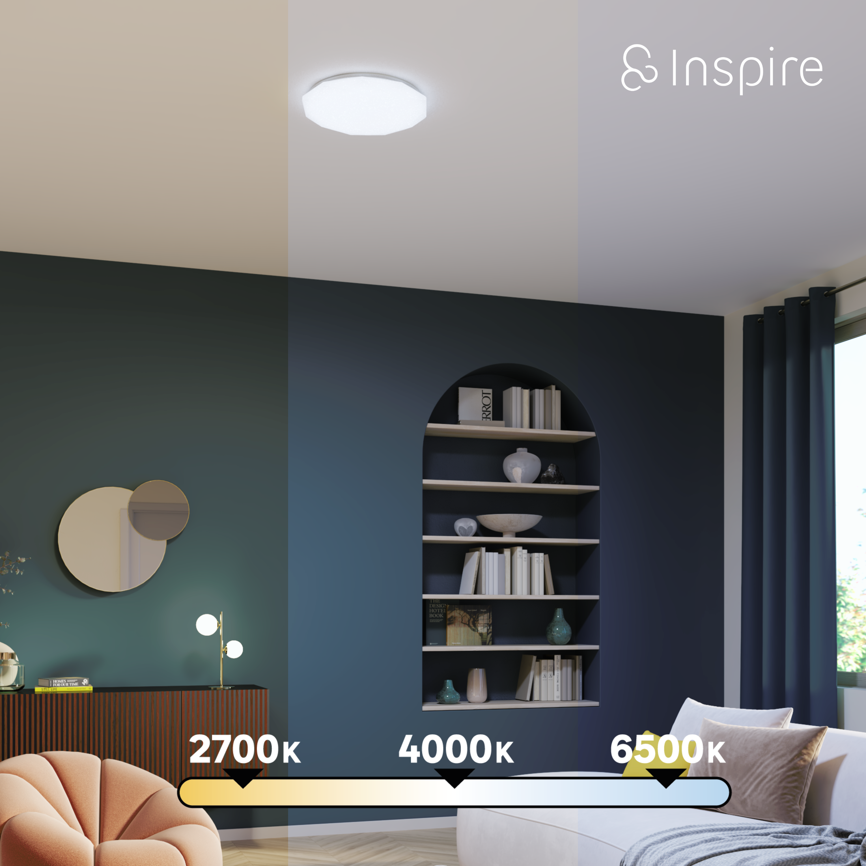 Plafonnier led intégrée design, variations de blancs, INSPIRE Lilly D.50 cm - 2