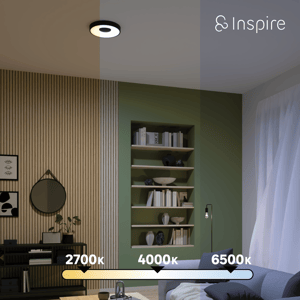 Plafonnier Piazo LED noir, variation de lumière, D.38cm INSPIRE Leroy Merlin Les bons plans des petits projets avant l'été