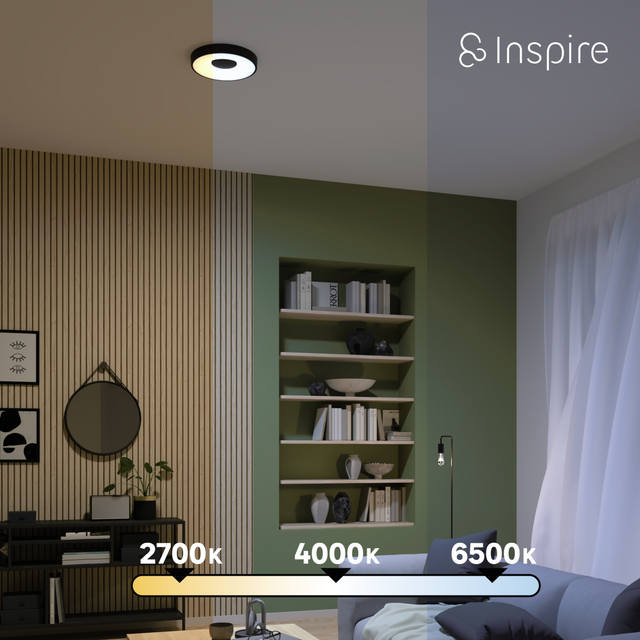 Plafon Piazo czarny śr. 38 cm LED Inspire