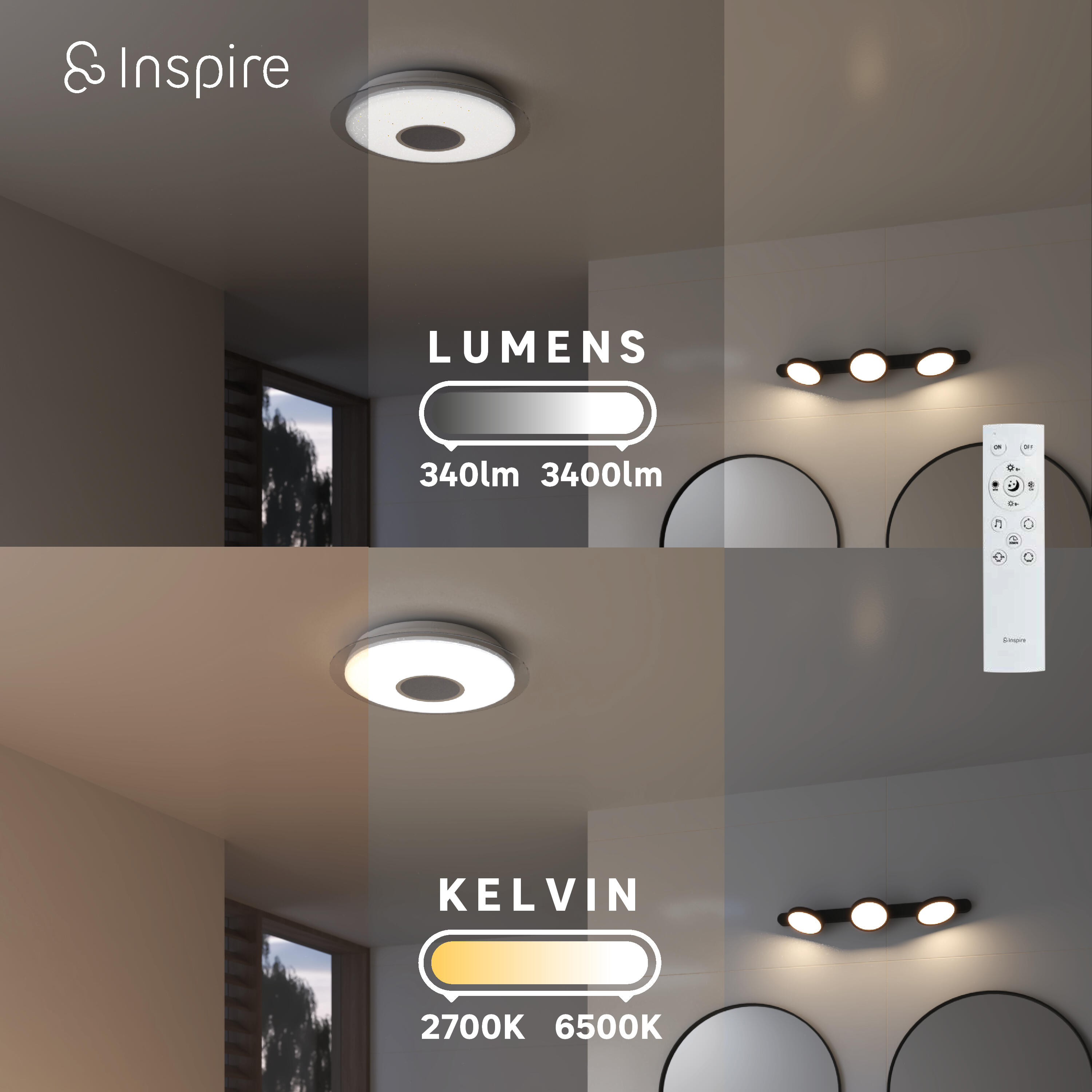 Plafon Vizzini biały RGB śr. 40 cm IP44 LED Inspire - 17