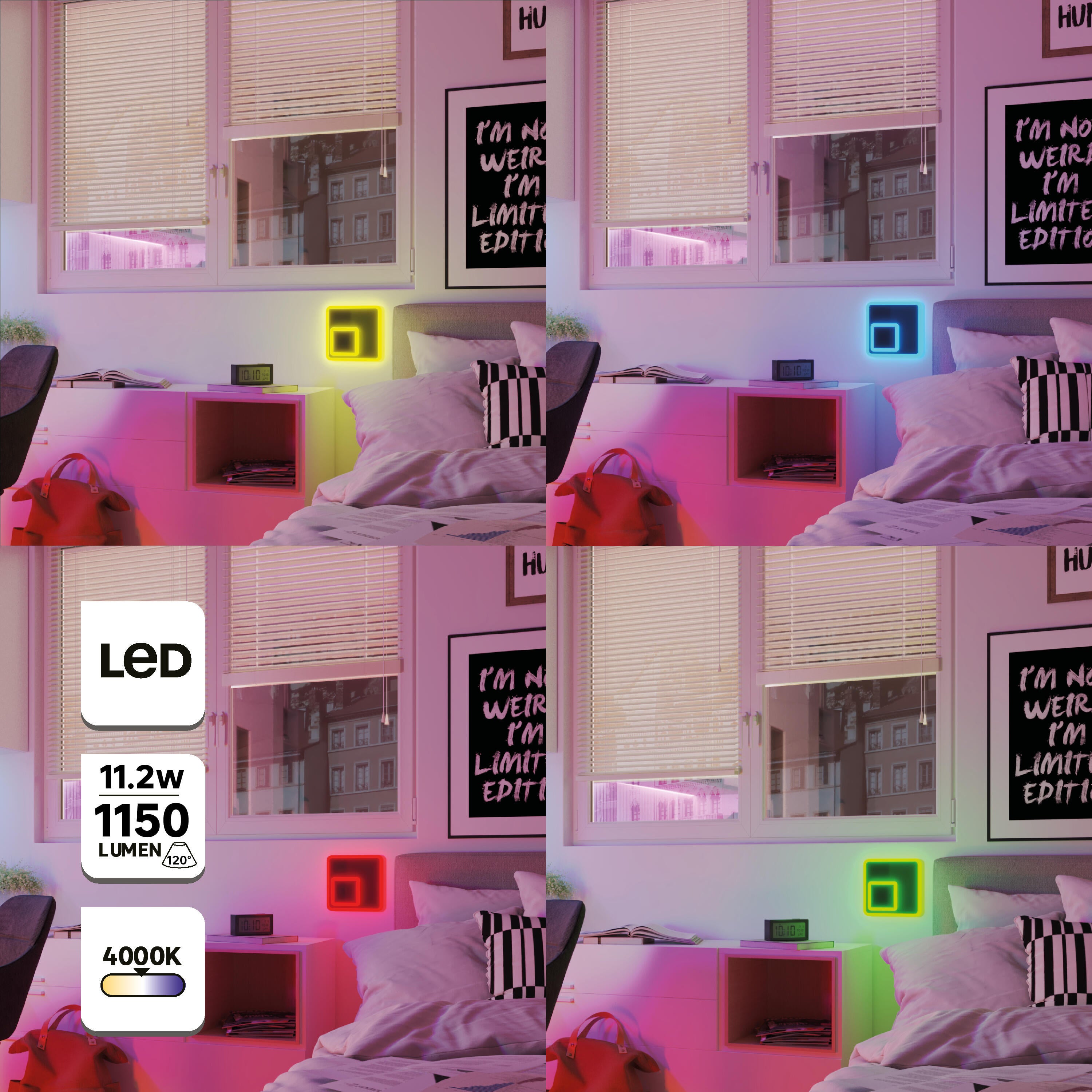 Applique carrée métal noir LED 1150Lm INSPIRE Kenshi - 7