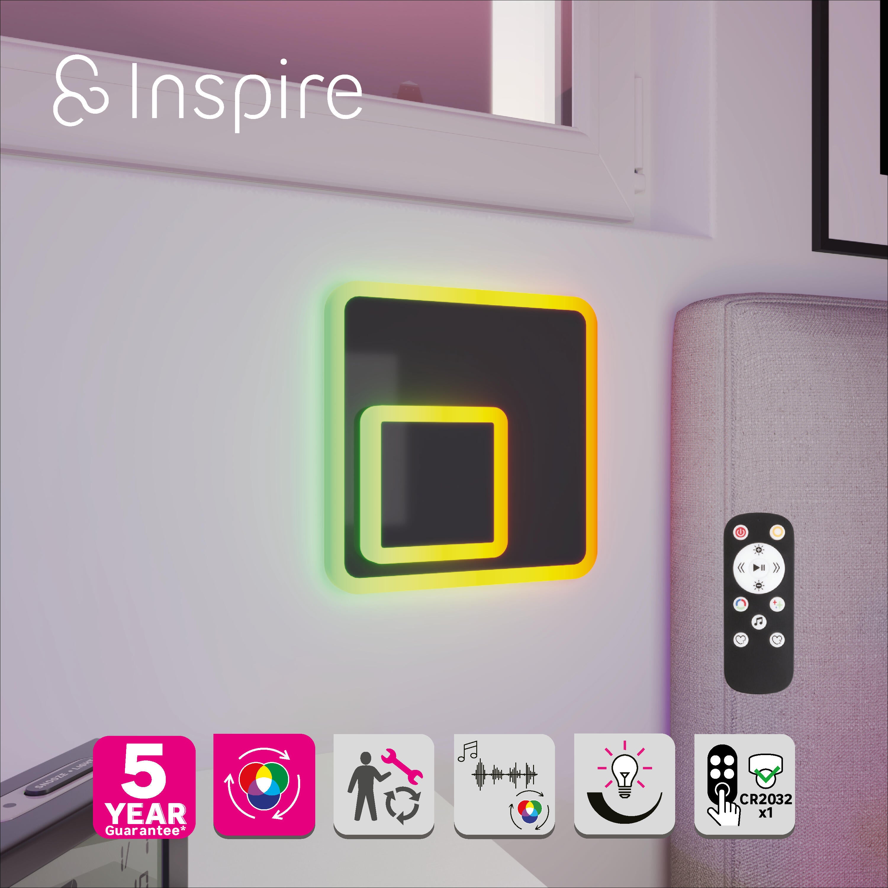 Applique carrée métal noir LED 1150Lm INSPIRE Kenshi - 6