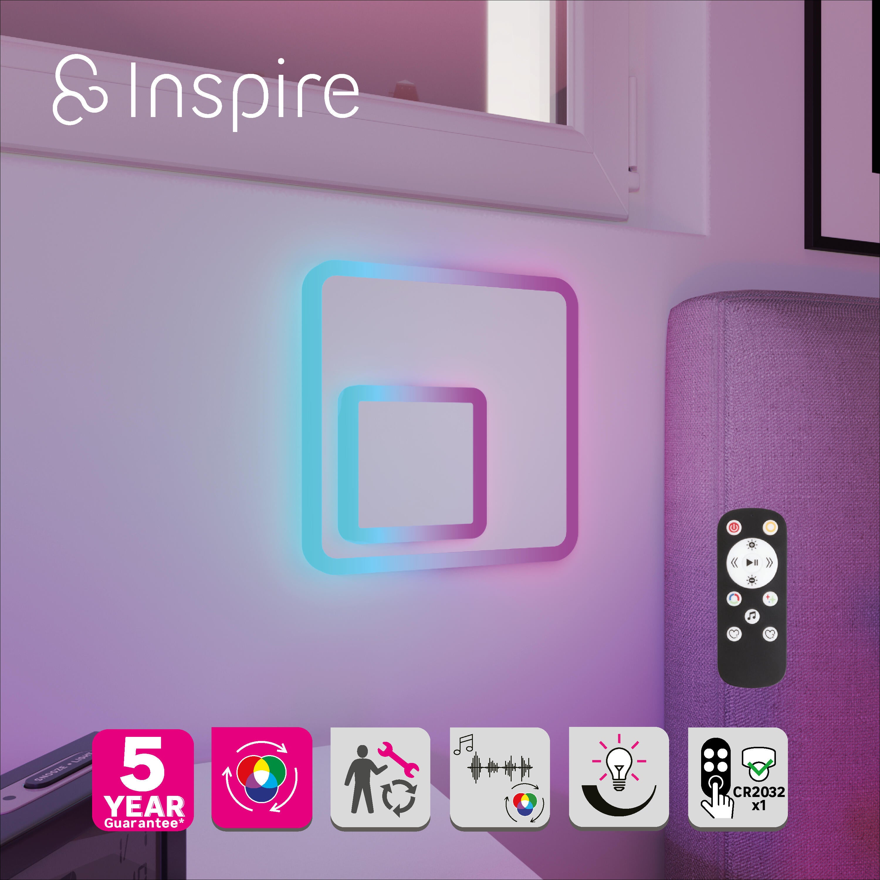 Applique carrée métal blanc LED 1150Lm INSPIRE Kenshi - 8