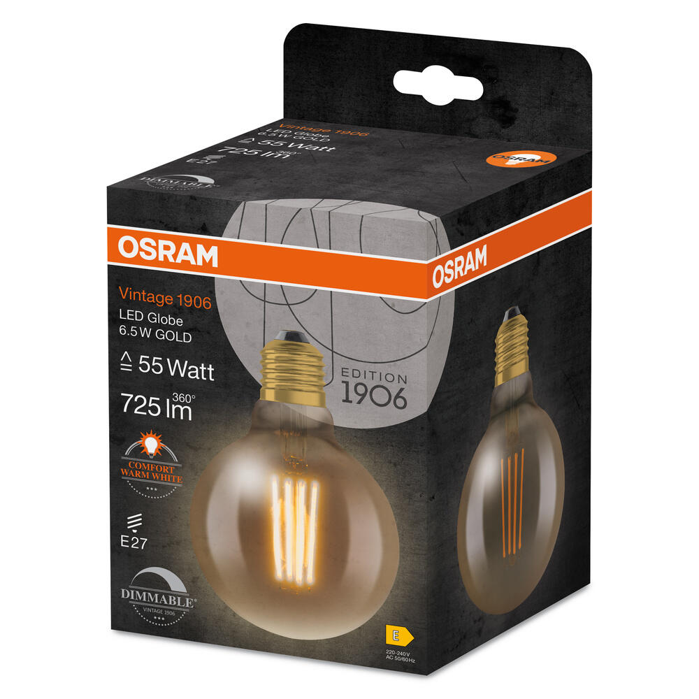 Ampoule led décorative, globe 95mm E27, 725lm, blanc chaud, dimmable, OSRAM - 2