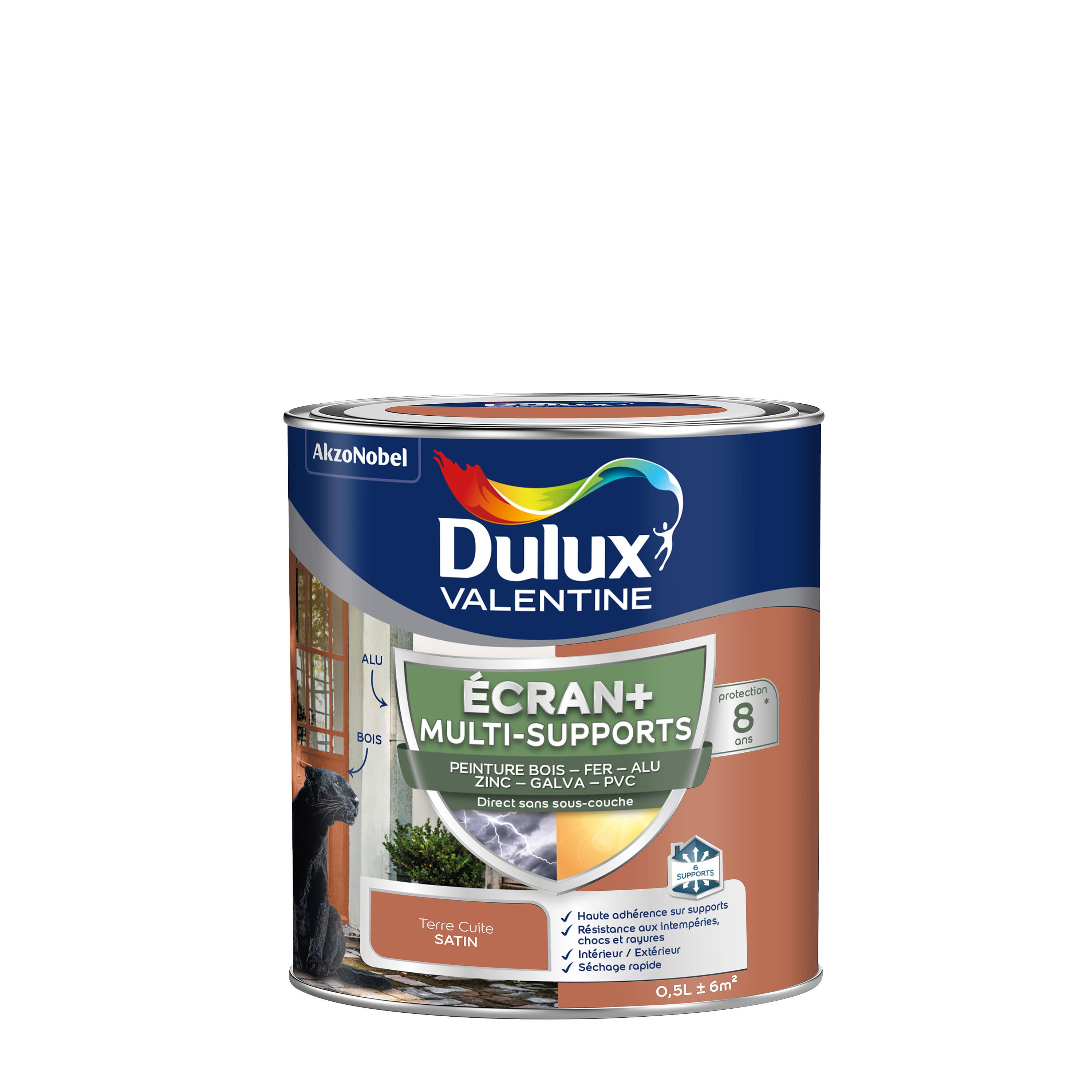 Peinture extérieure bois Ecran + DULUX VALENTINE terre cuite satiné 0.5L - 4