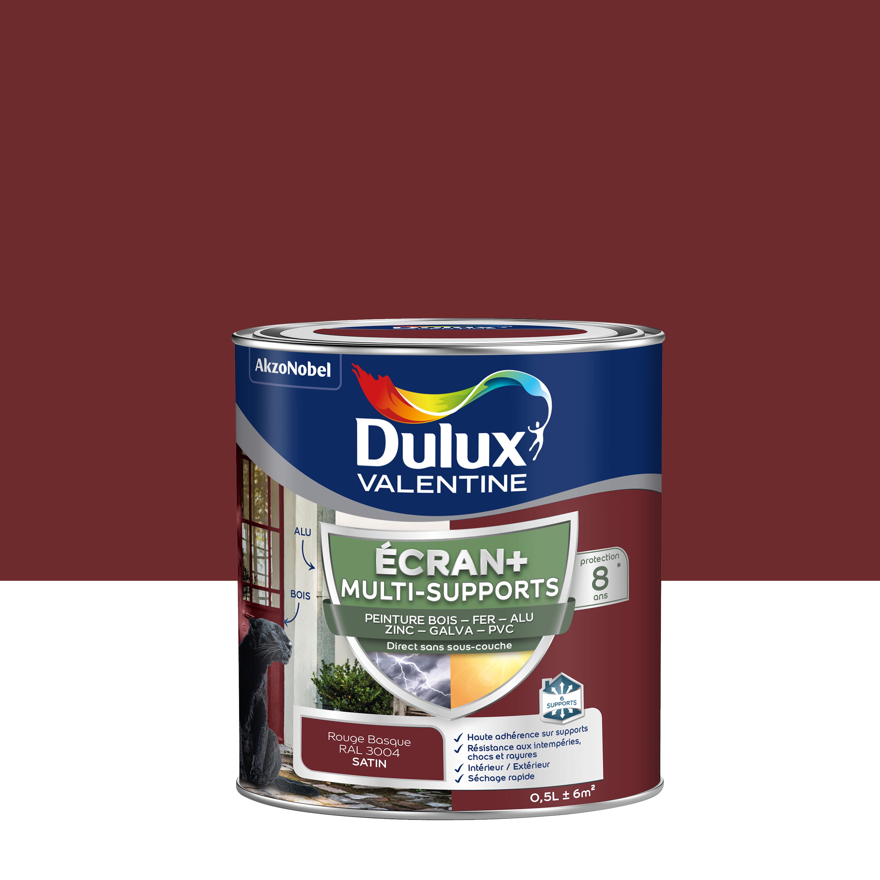 Peinture extérieure bois Ecran + DULUX VALENTINE rouge basque satiné 0.5l Leroy Merlin